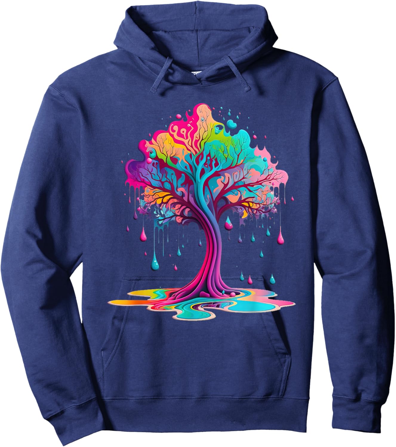 Paint Drip Tree , Paint Splash Tree of Life Hoodie - Hoodie | Navy