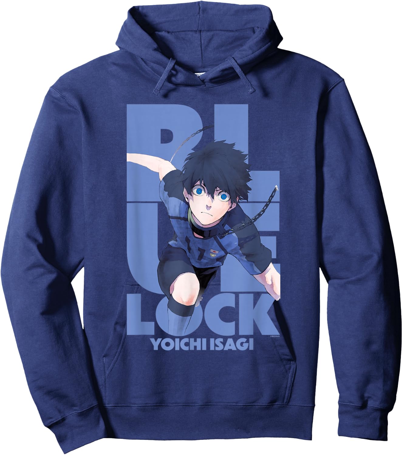 Blue Lock Yoichi Isagi Running Through Big Chest Portrait Hoodie - Hoodie | Navy