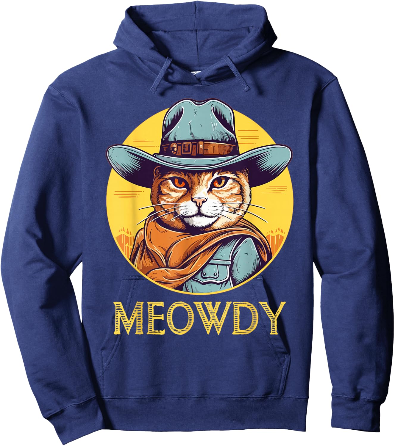 Cat Cowboy Cowgirl Women Men Kid Halloween Meow Howdy Meowdy Hoodie - Hoodie | Navy