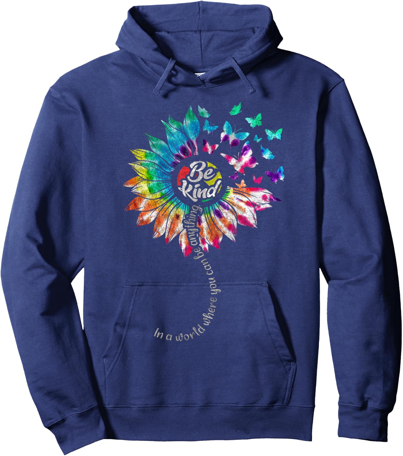 In World Where You Can Be Anything Be Kind Autism Awareness Hoodie - Hoodie | Navy