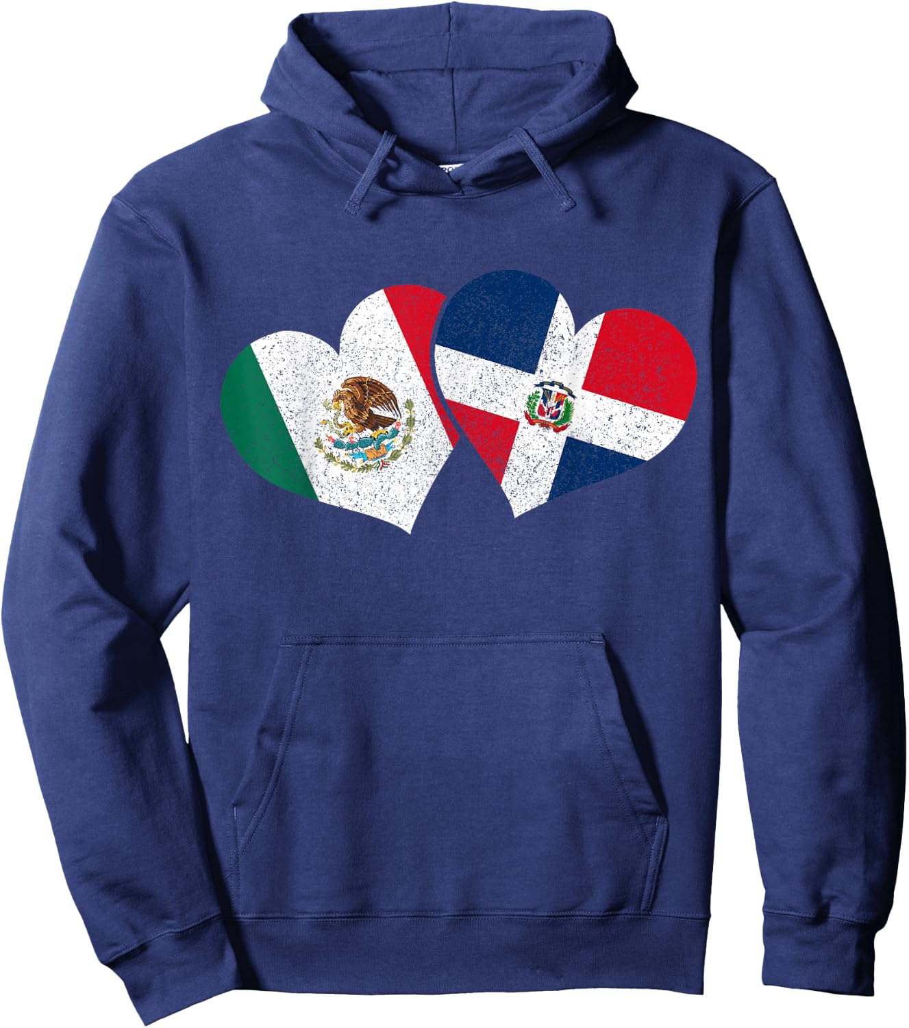 Mexico Dominican Republic Hearts Mexican Flag Pride Heritage Hoodie - Hoodie | Navy