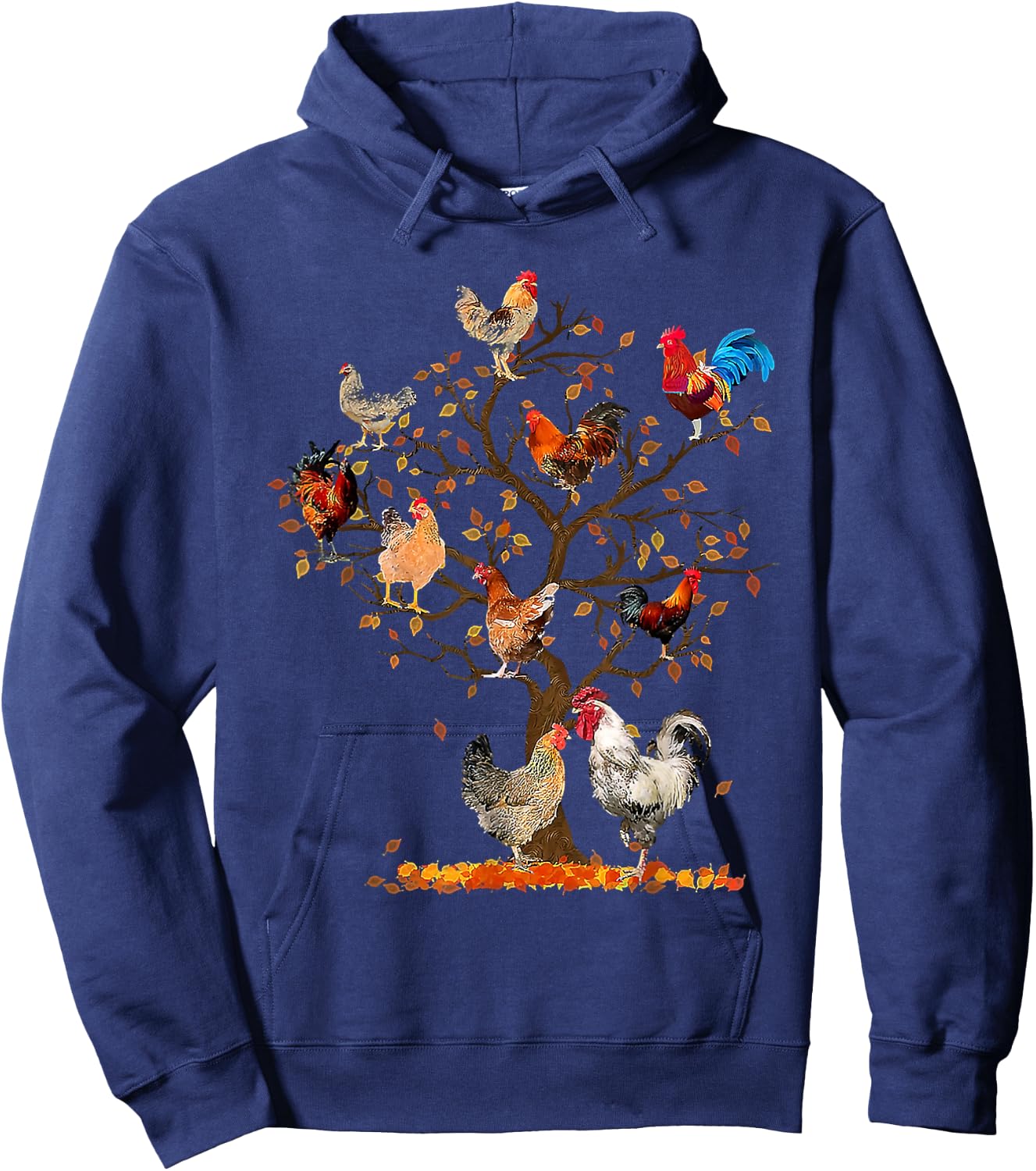 Chicken Tree Autumn Tree Fall Leaves Chicken Love Hoodie - Hoodie | Navy