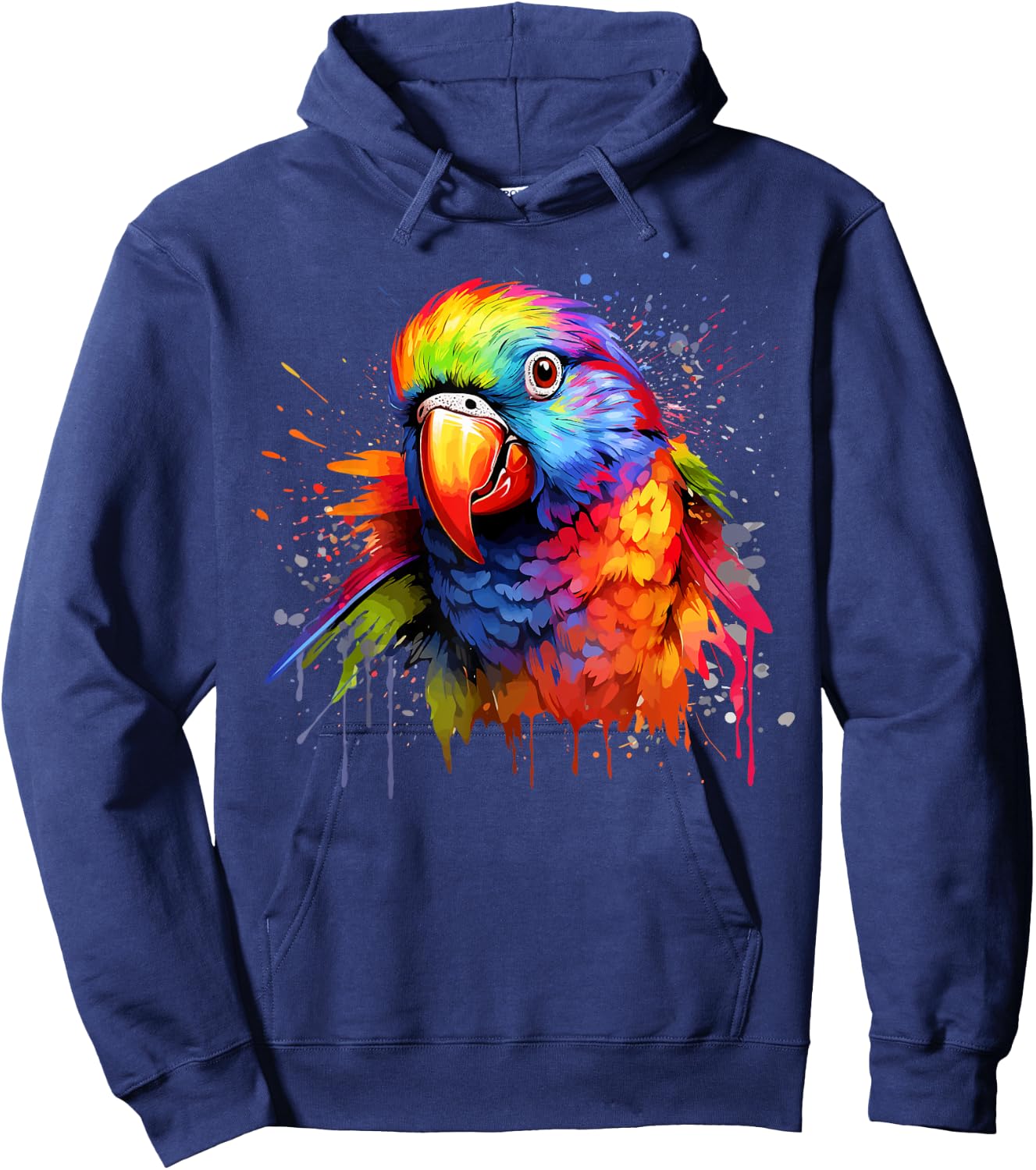 Colorful Splash Art Rainbow Lorikeet Parrot Lover Hoodie - Hoodie | Navy