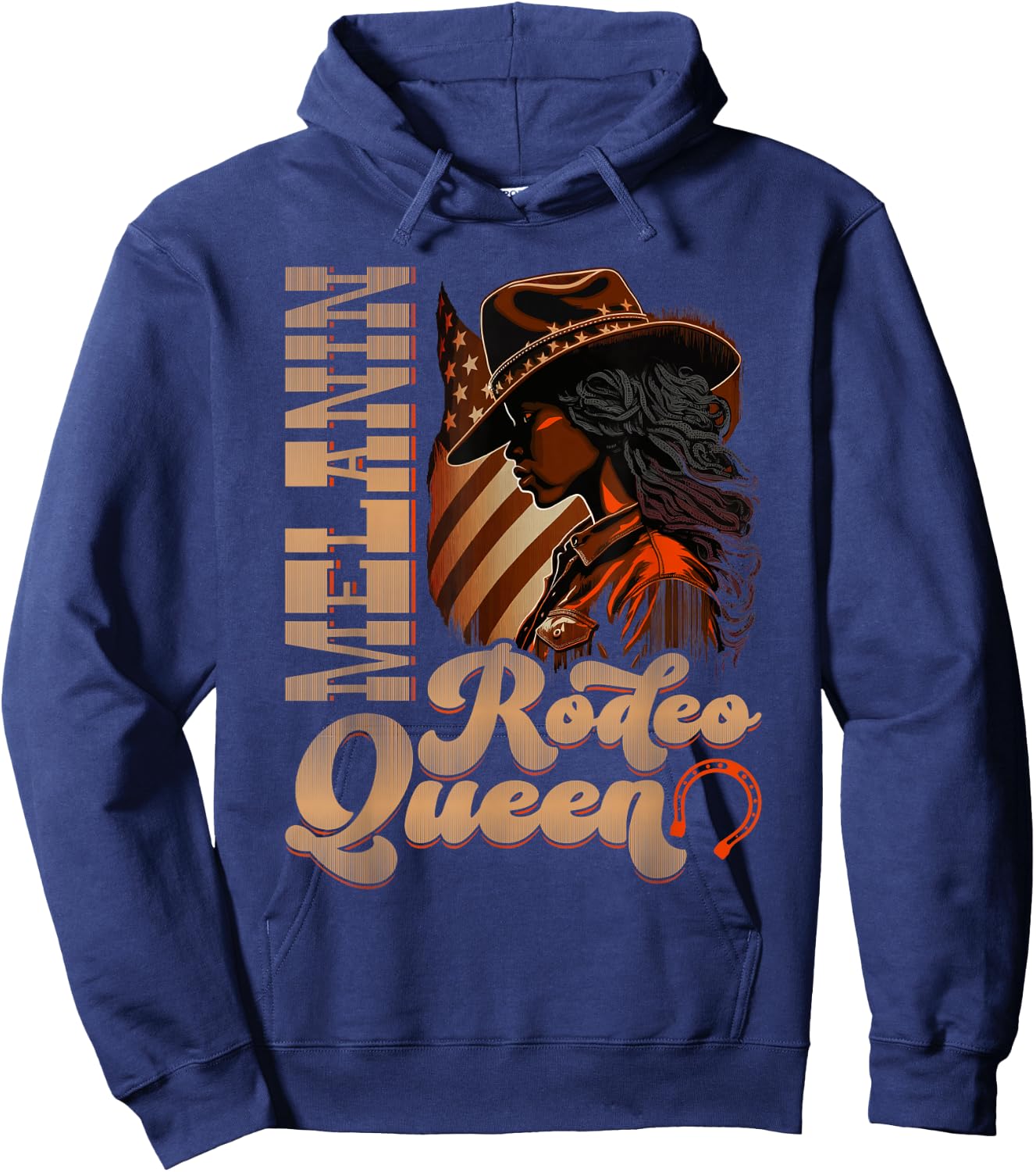 Melanin Rodeo Queen Country African-American Cowgirl Hoodie - Hoodie | Navy