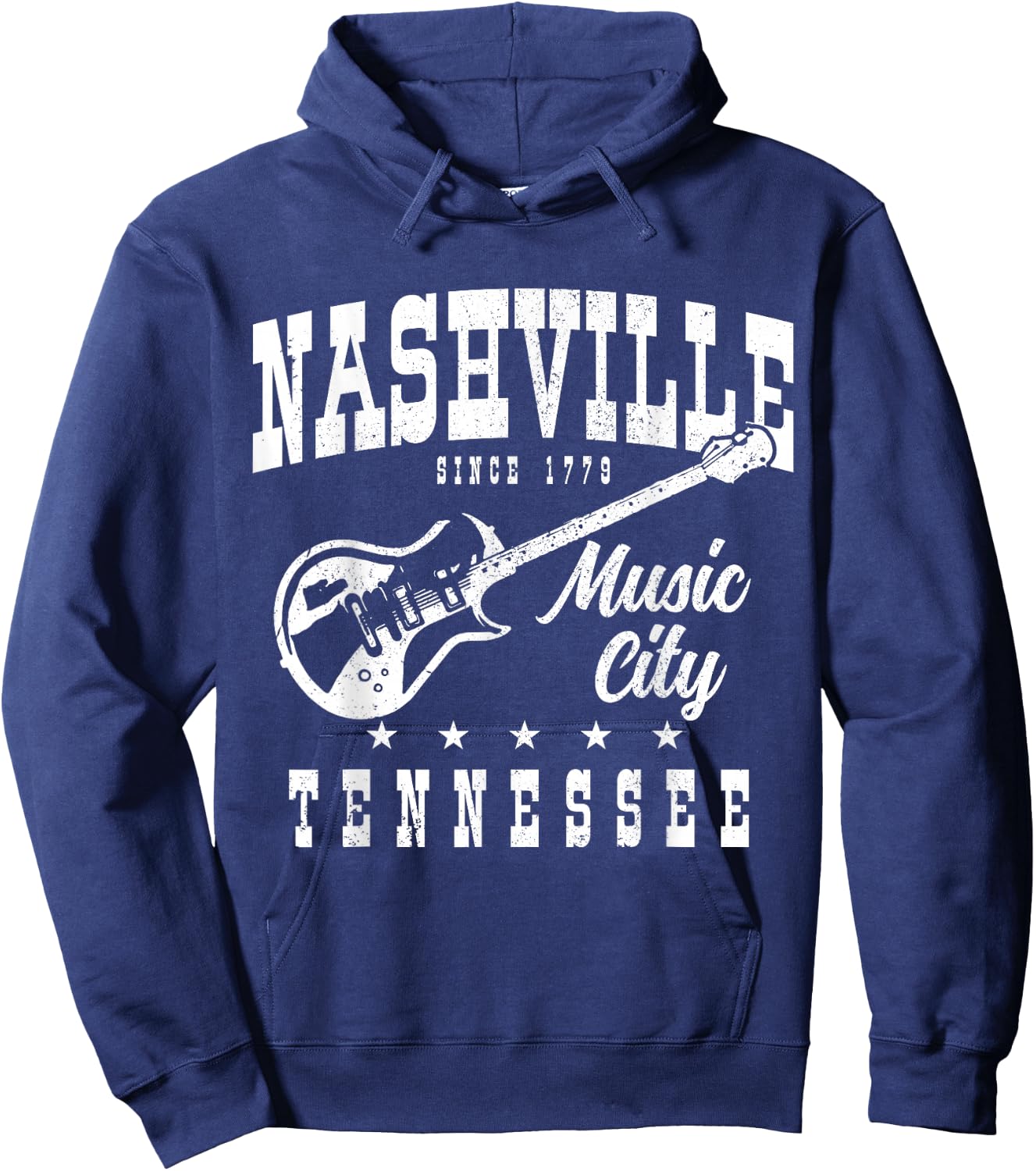 Nashville Tennessee Country Music City Guitar Player Vintage Hoodie - Hoodie | Navy