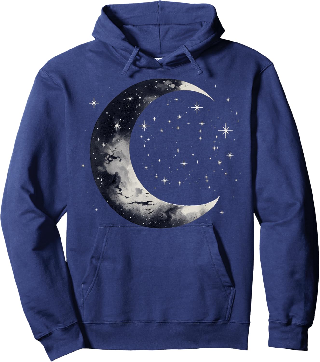 Stars and Moon Night Sky Galaxy Aesthetic Graphic Lovers Hoodie - Hoodie | Navy