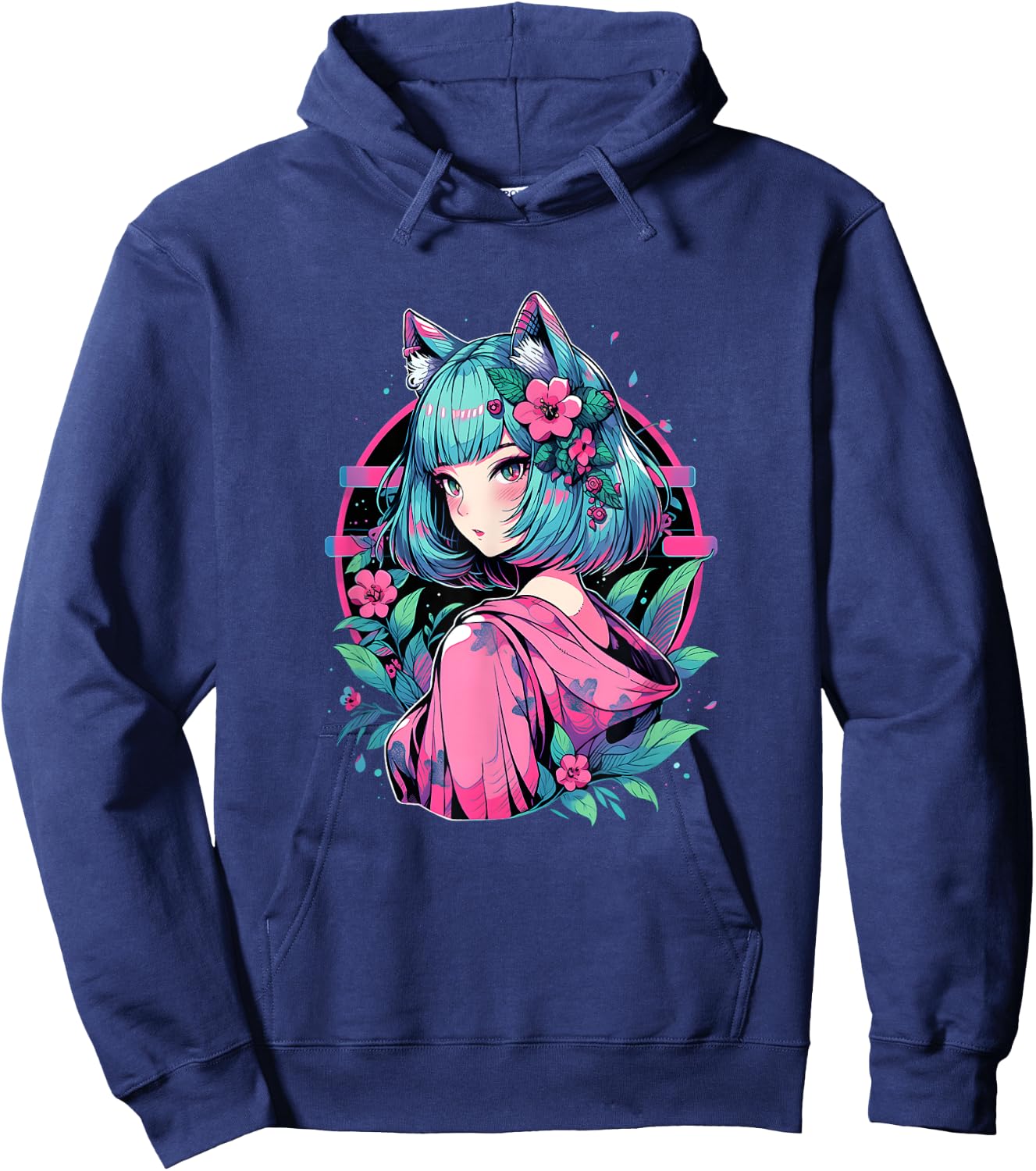 Anime Girl Anime Otaku Japanese Aesthetic Hoodie - Hoodie | Navy