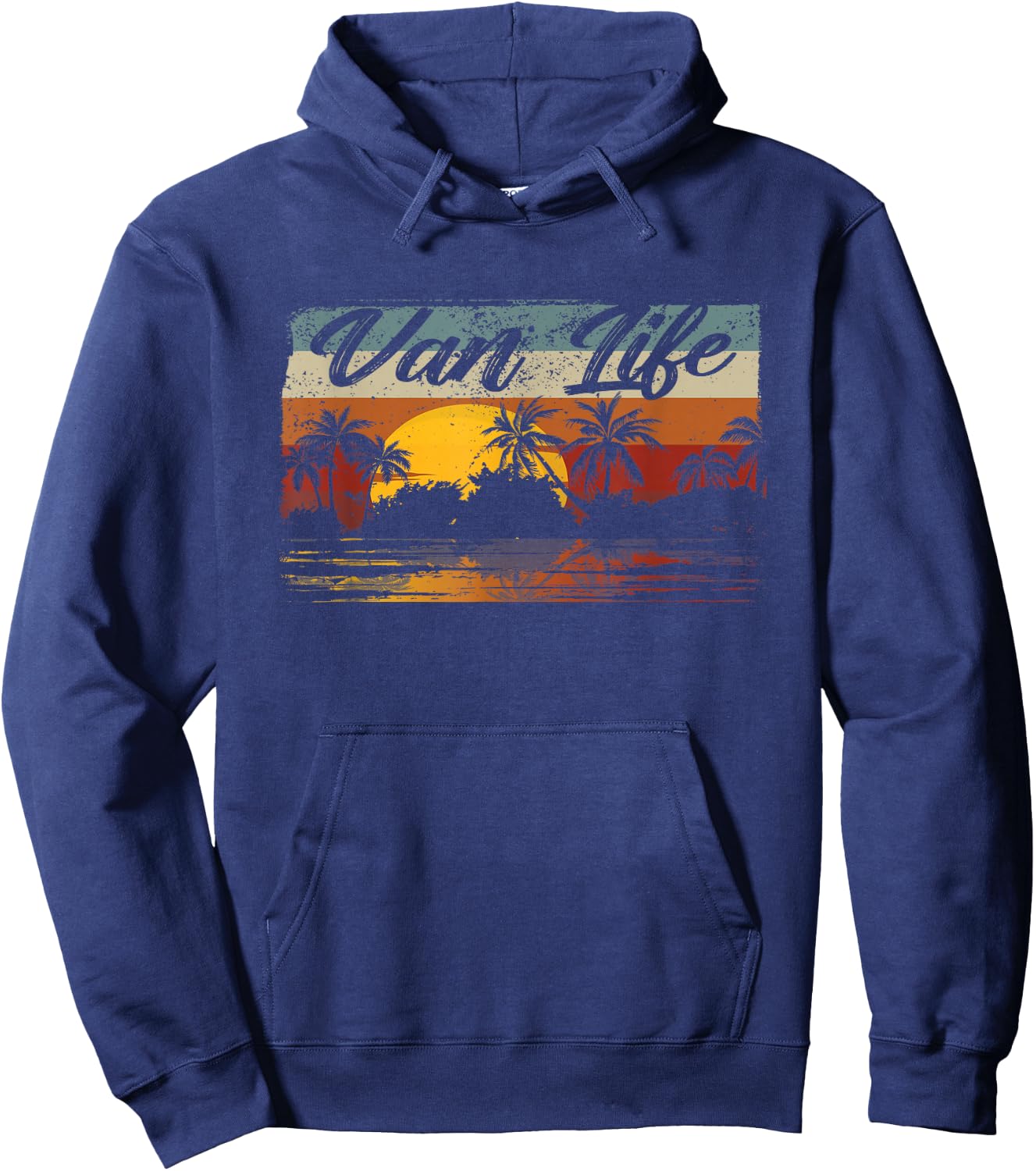 Retro Vintage Van Life is The Real Adventure Hoodie - Hoodie | Navy