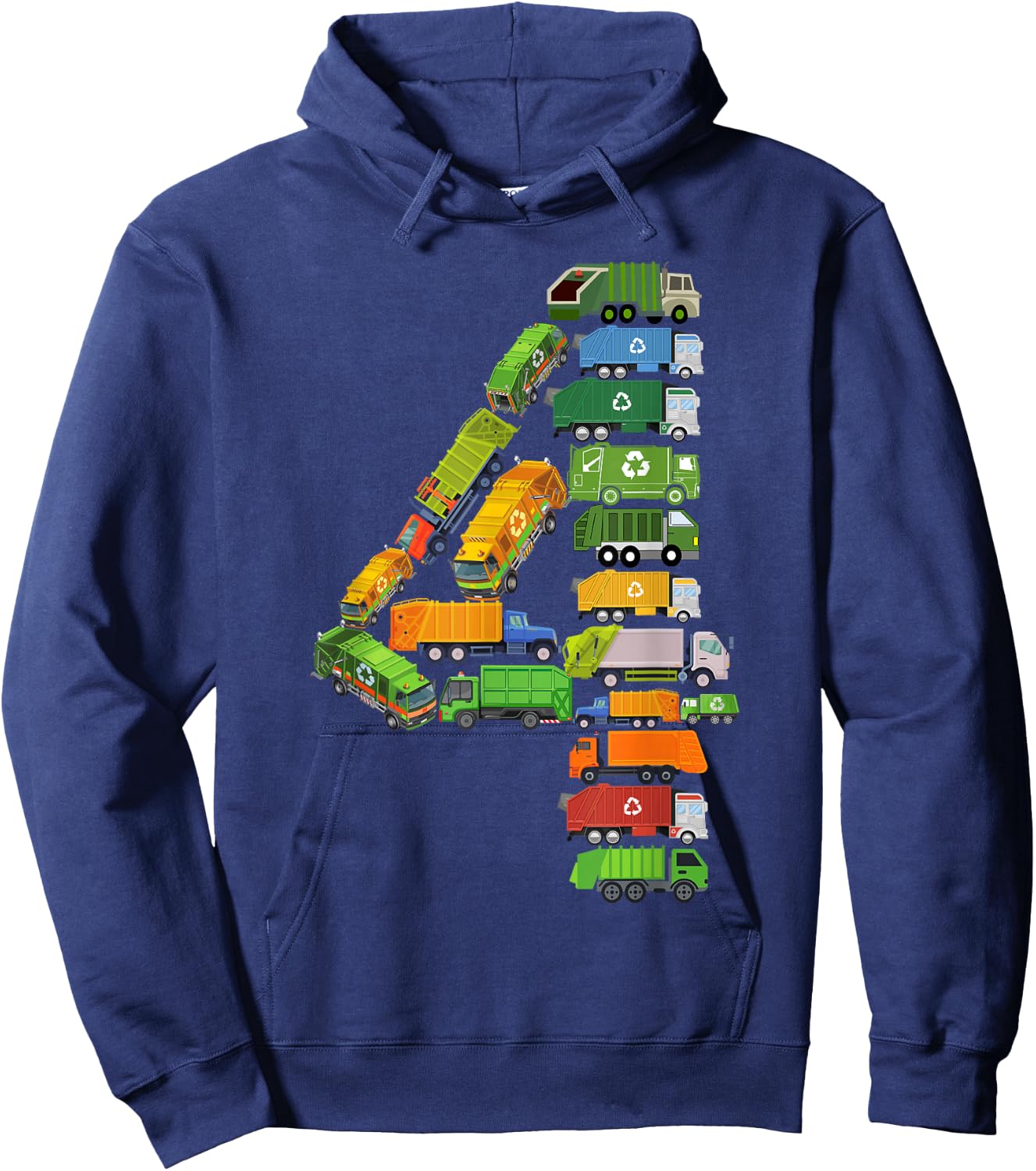 Garbage Truck Themed 4th Birthday Party 4 Year Old Boys Kids Hoodie - Hoodie | Navy