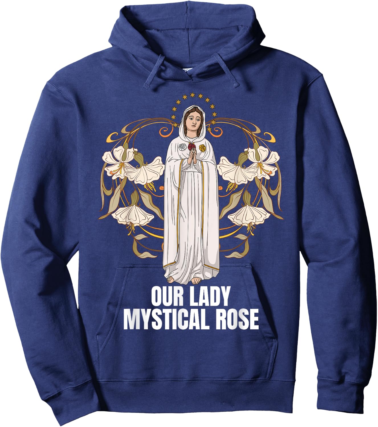 Our Lady Mystical Rose Marian Catholic Hoodie - Hoodie | Navy