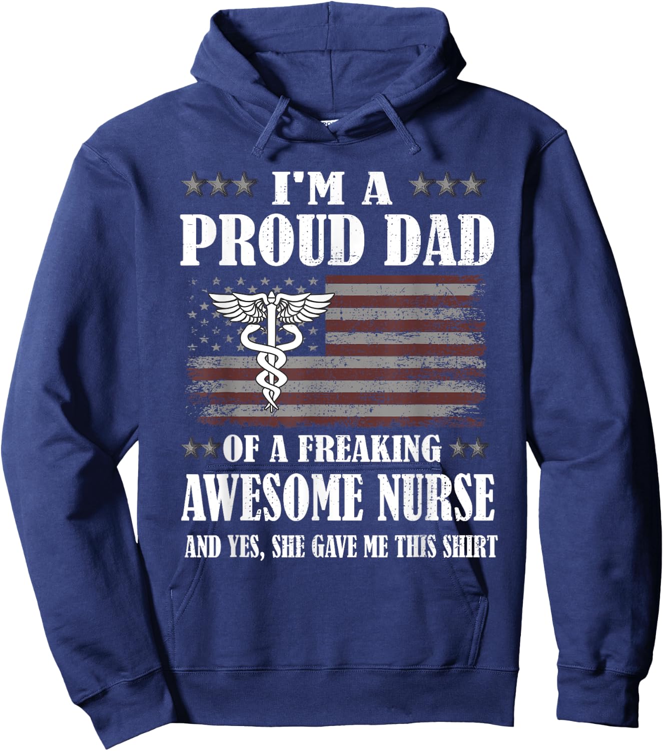 Proud Dad Of A Freaking Awesome Nurse Dad Father Nursing Hoodie - Hoodie | Navy