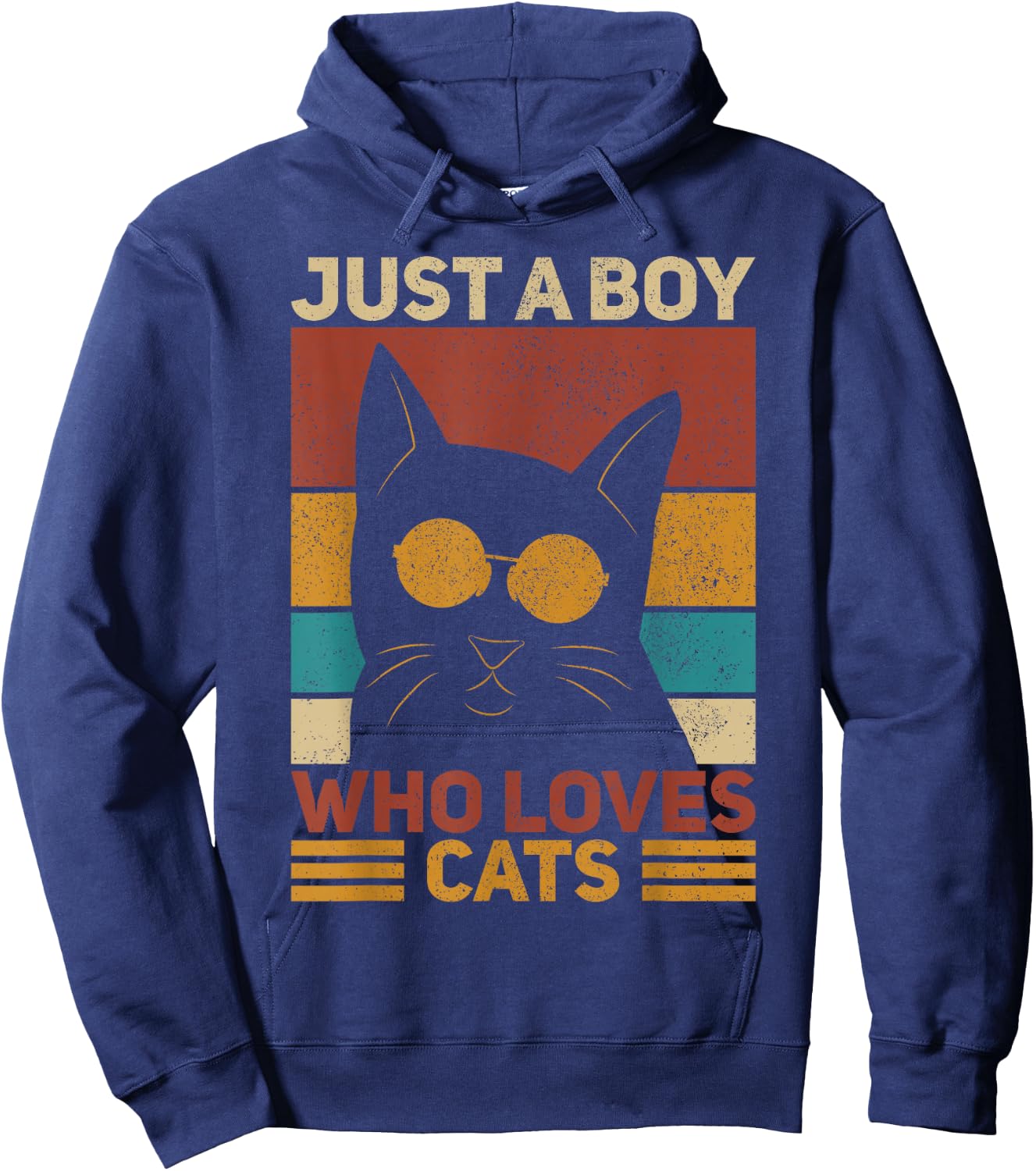 Just A Boy Themed Cat Lover Hoodie - Hoodie | Navy