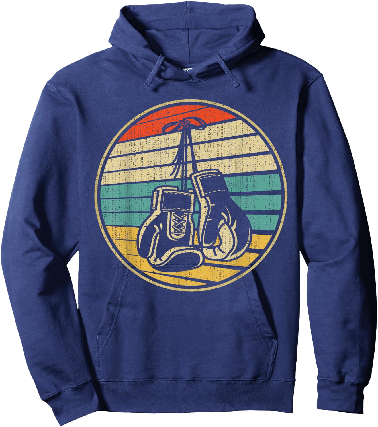 Vintage Retro 60s 70s Style Boxing Gloves Boxer Player Lover Hoodie - Hoodie | Navy