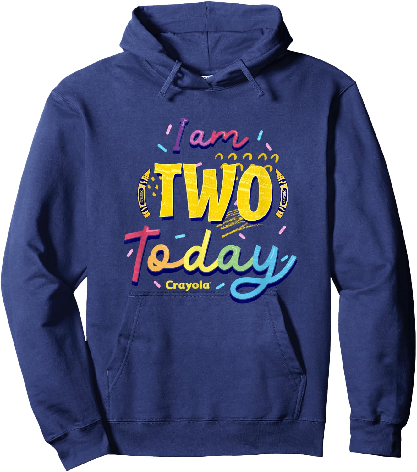 Crayola Birthday I Am Two Today Colorful Celebration Logo Hoodie - Hoodie | Navy