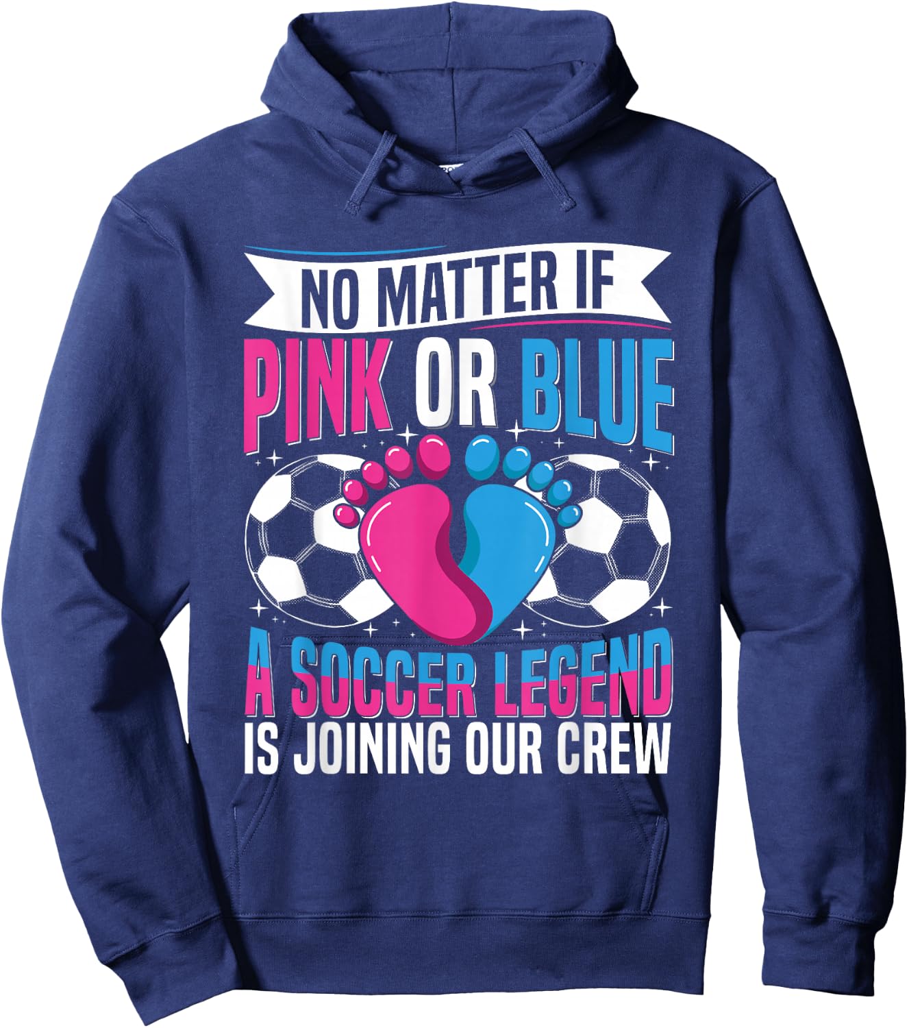 Soccer Themed Gender Reveal Party Design for a Soccer Player Hoodie - Hoodie | Navy