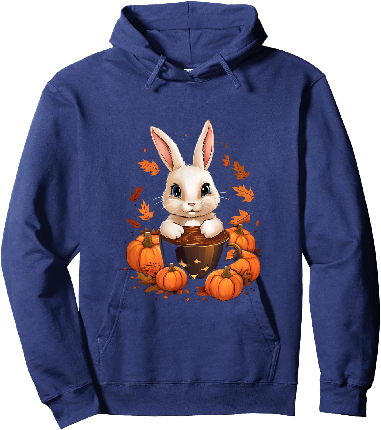 Bunny Rabbit Pumpkin Spice Latte Fall Autumn Halloween Hoodie - Hoodie | Navy