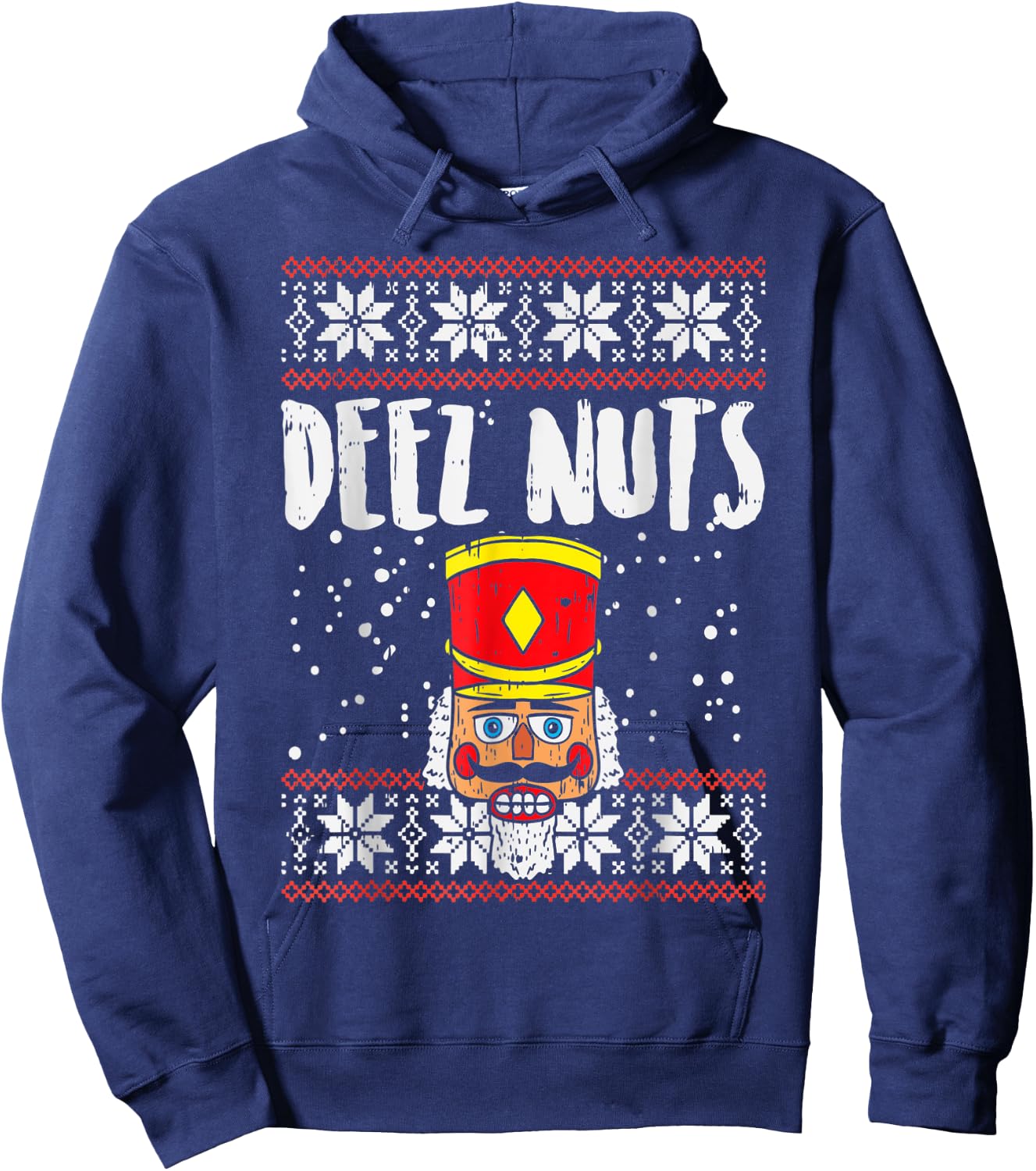 Deez Nuts Nutcracker Funny Ugly Christmas Sweater Meme Gift Hoodie - Hoodie | Navy