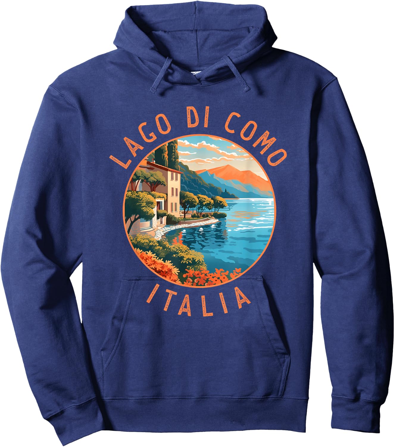 Lago di Como Italia Distressed Circle Vintage Hoodie - Hoodie | Navy