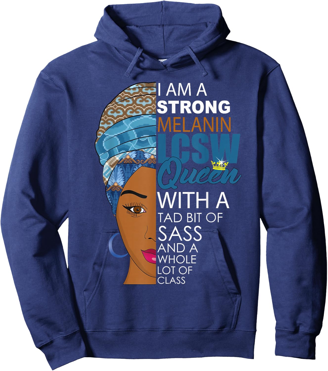 LCSW Social Worker Melanin African American Woman Hoodie - Hoodie | Navy