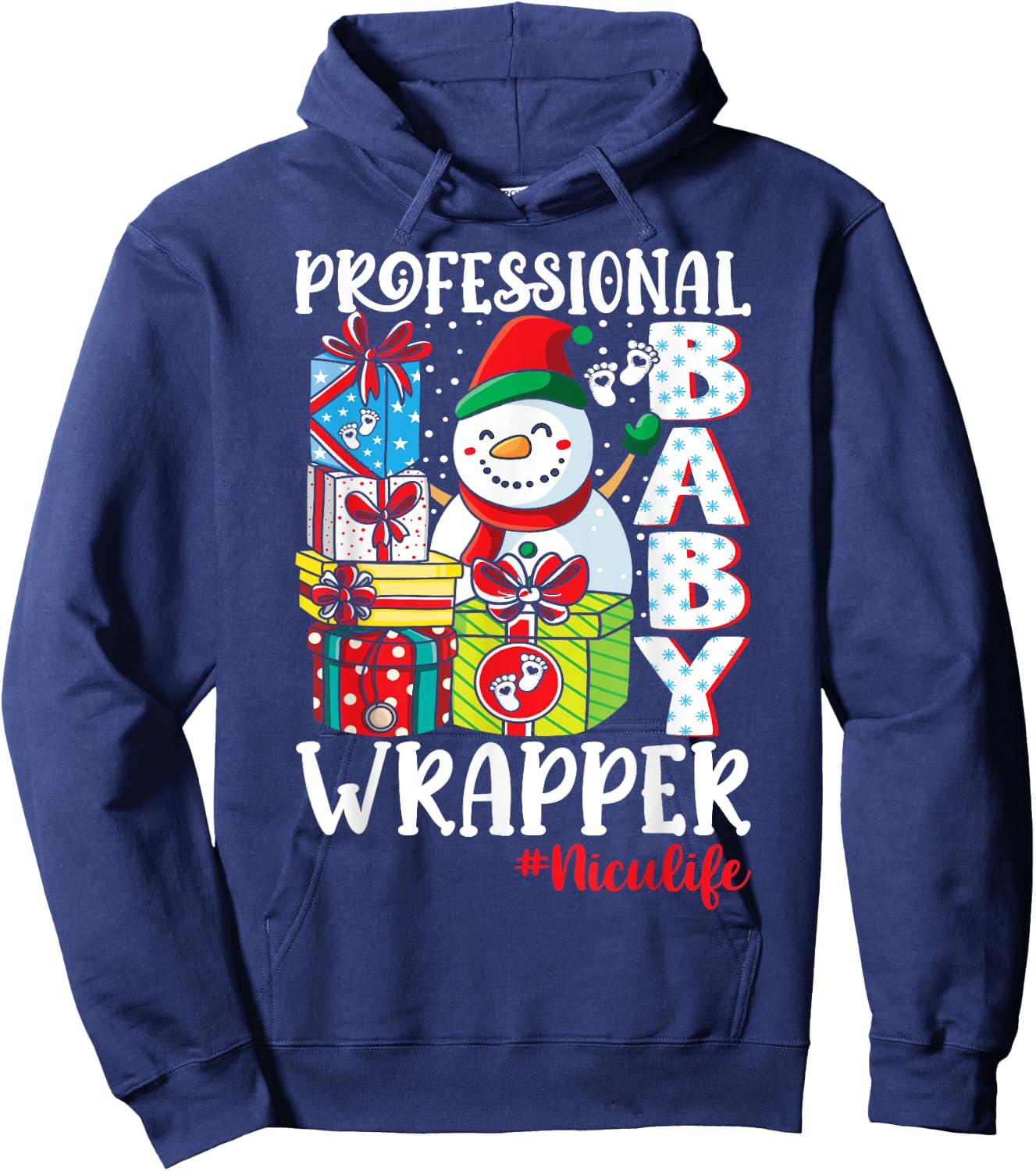 Professional Baby Wrapper Funny Christmas NICU Nurse Hoodie - Hoodie | Navy
