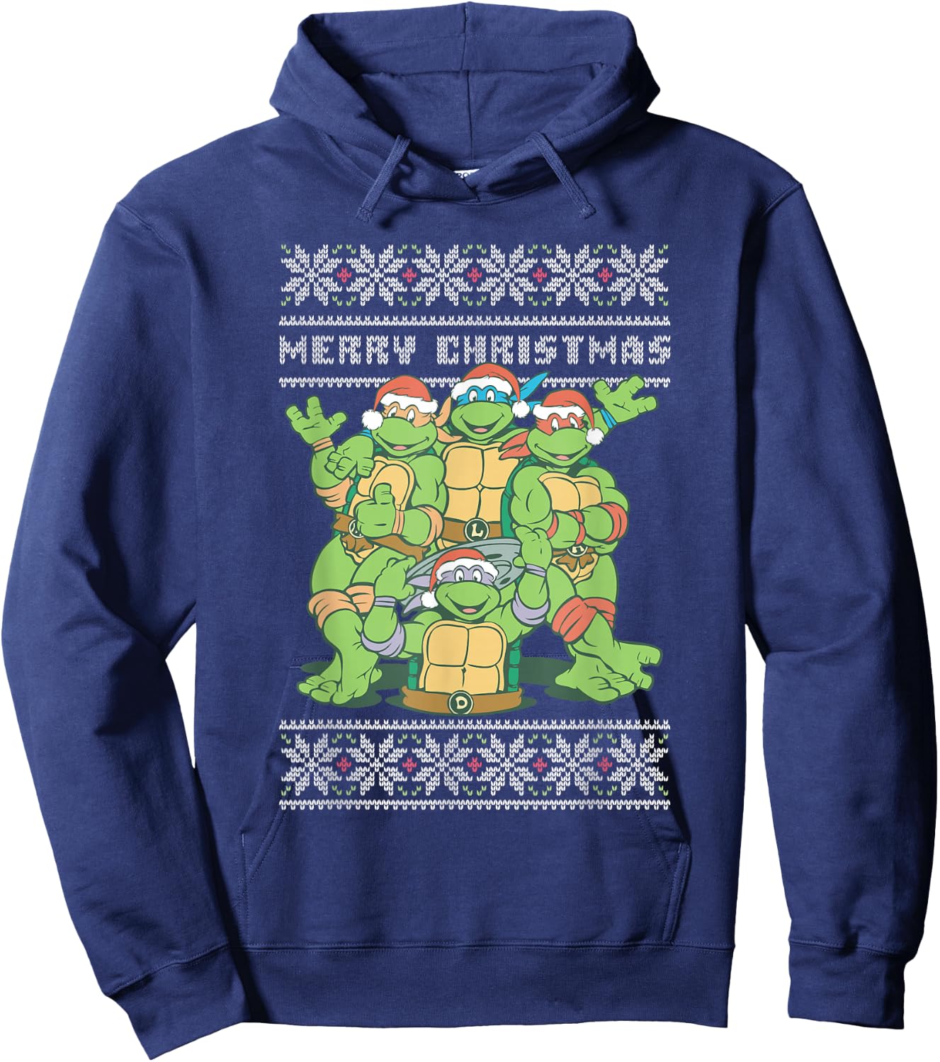 Teenage Mutant Ninja Turtles Christmas Ugly Sweater Group Hoodie - Hoodie | Navy