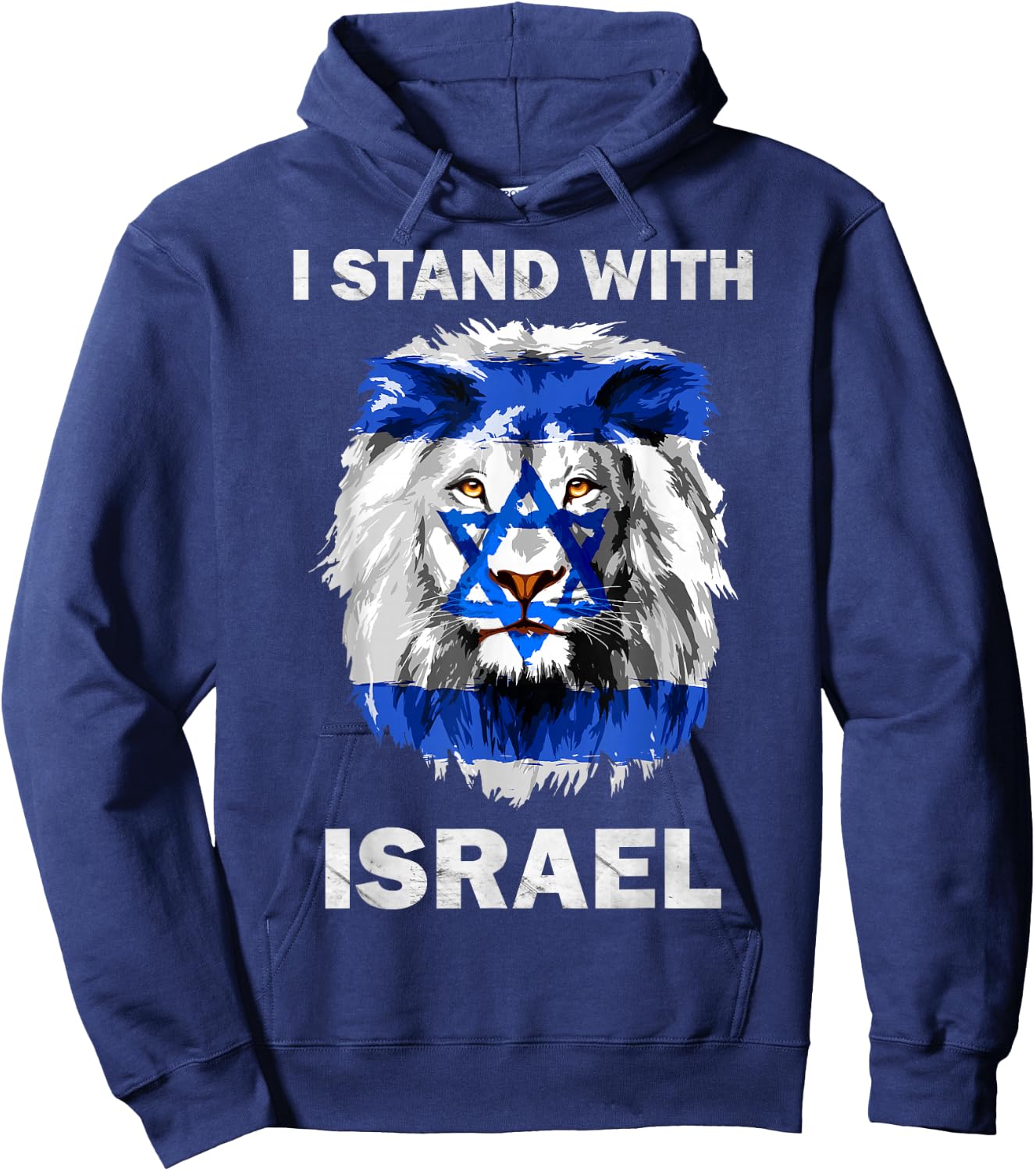 Israel Flag Lion | Jewish Star David | I Stand With Israel Hoodie - Hoodie | Navy