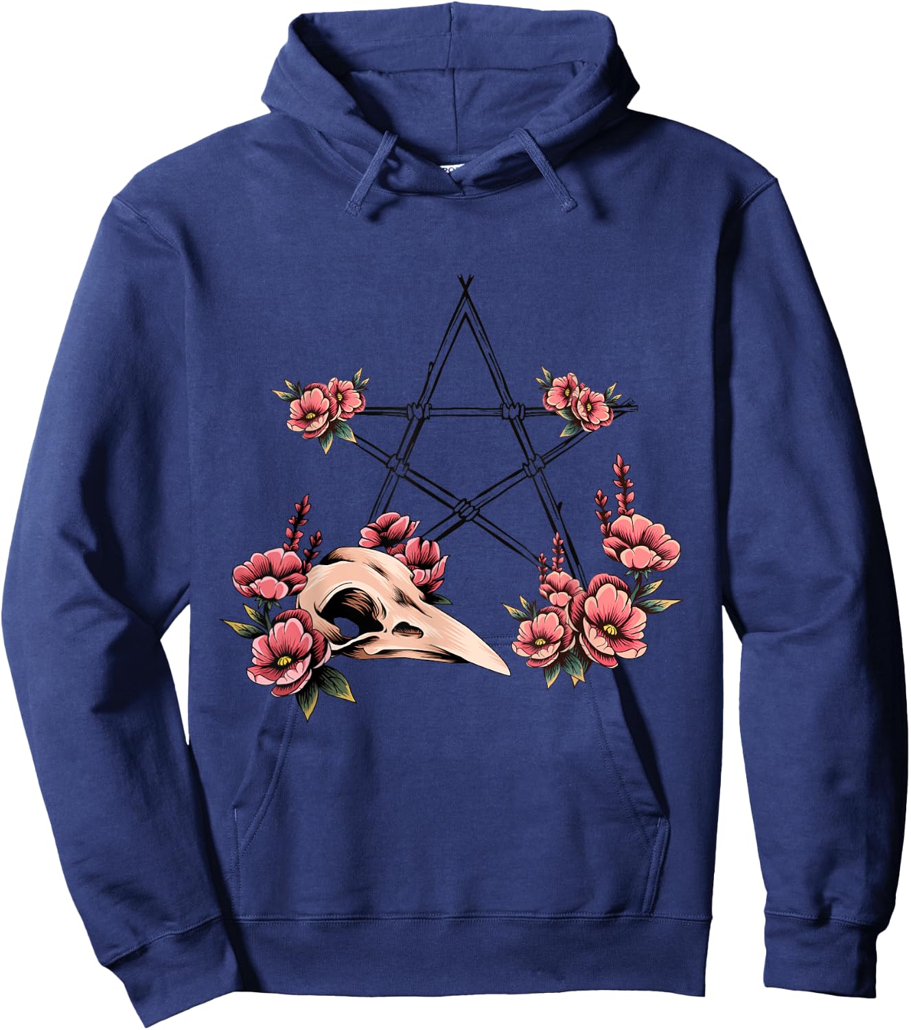 Pagan Witchcraft Pentagram Bird Skull Pagan Altar Hoodie - Hoodie | Navy