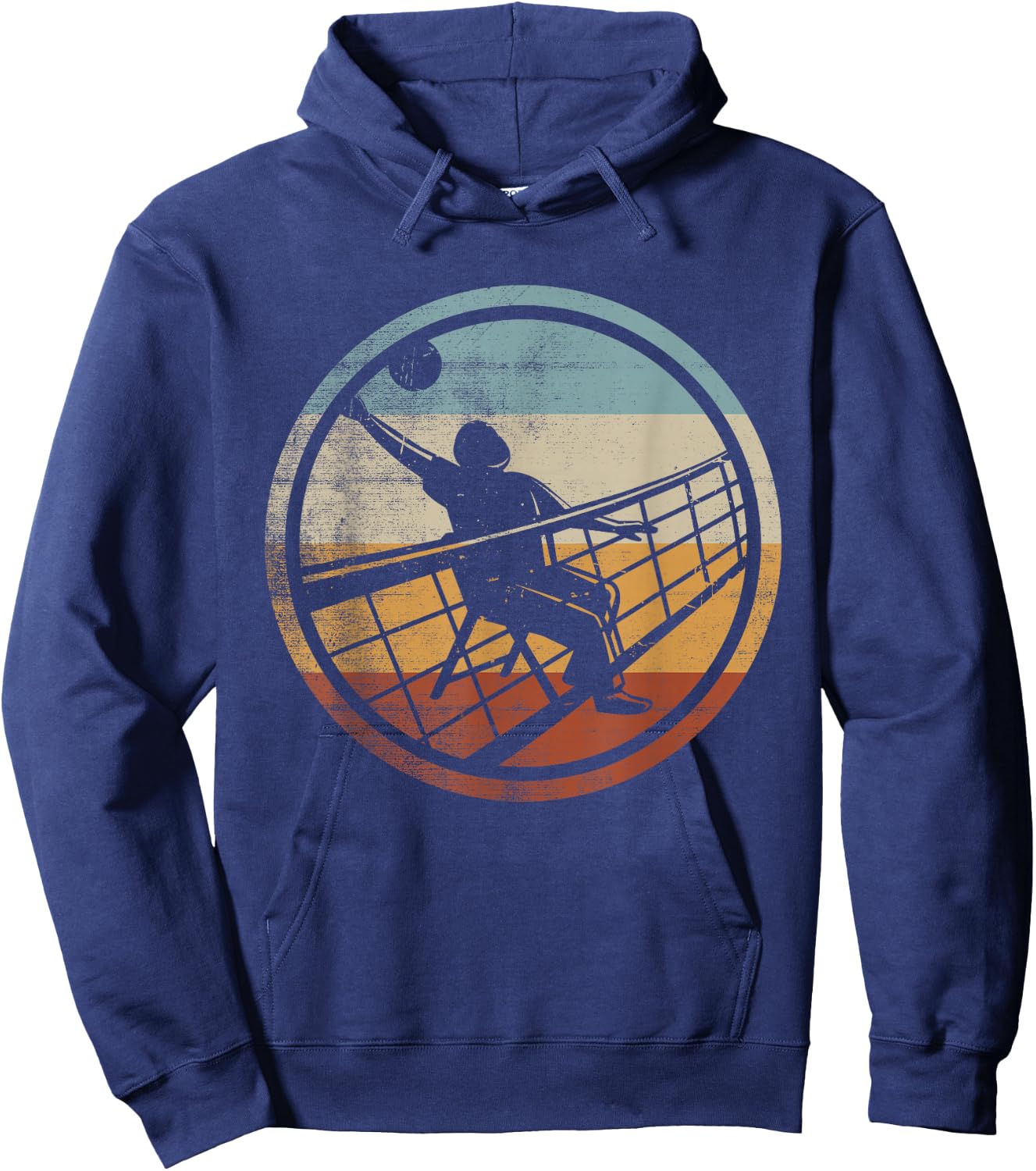 Retro Vintage Volleyballer Design Chair Volleyball Hoodie - Hoodie | Navy