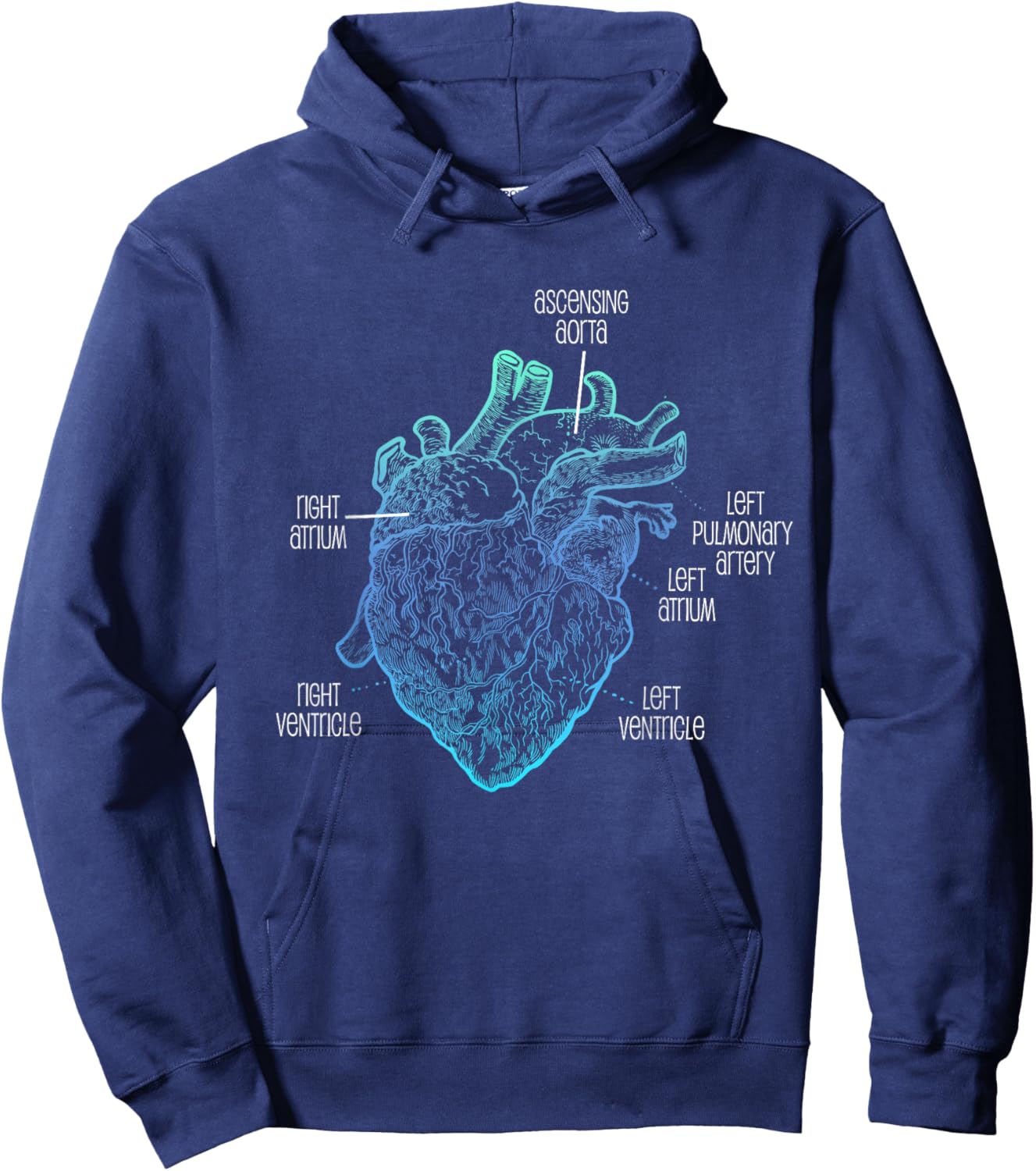 Parts Of Heart Cardiology Men Women Anatomical Cardiac Hoodie - Hoodie | Navy