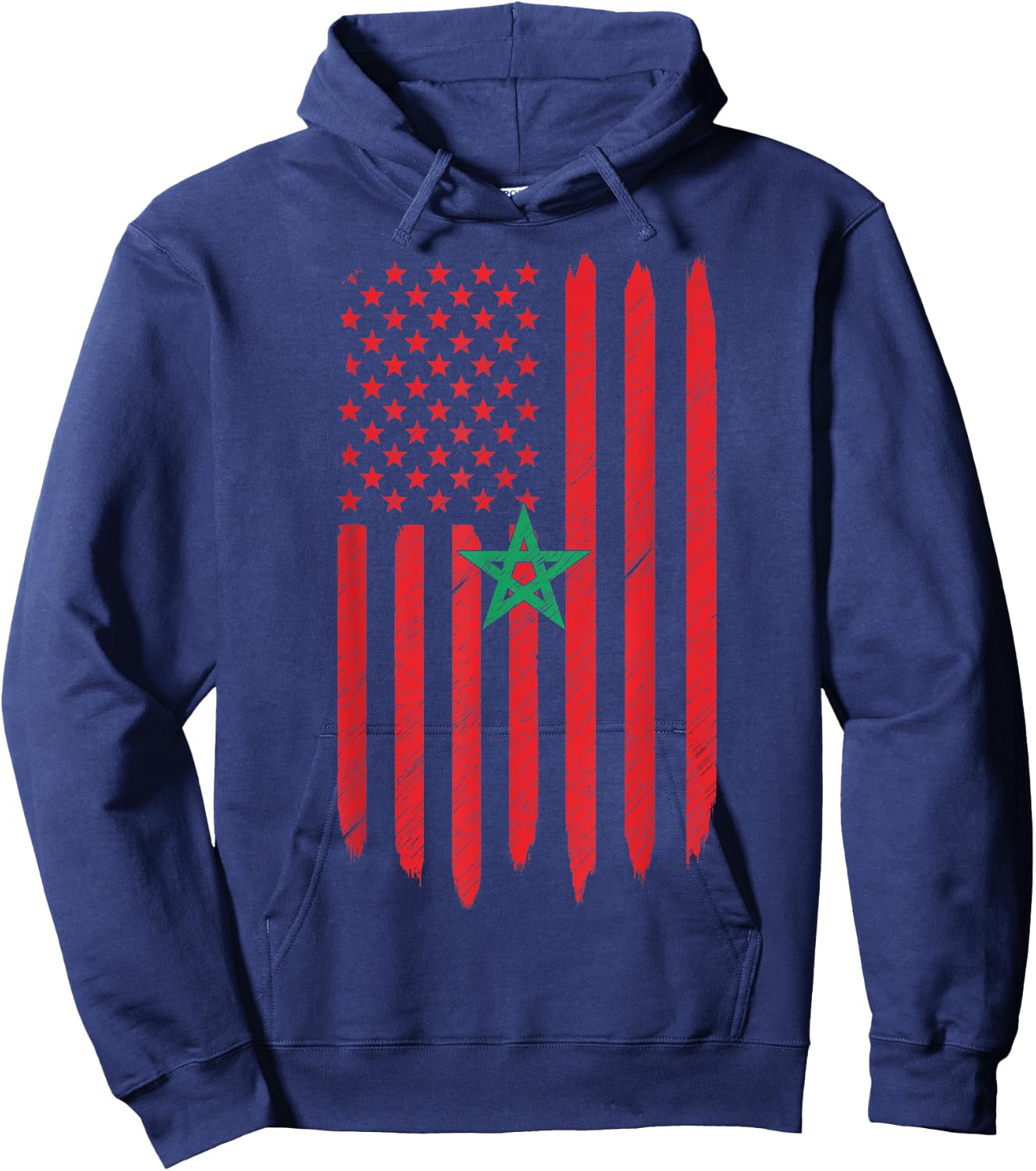 Morocco USA Moroccan American Flag Love Home 4th Of July Kids Men Hoodie - Hoodie | Navy