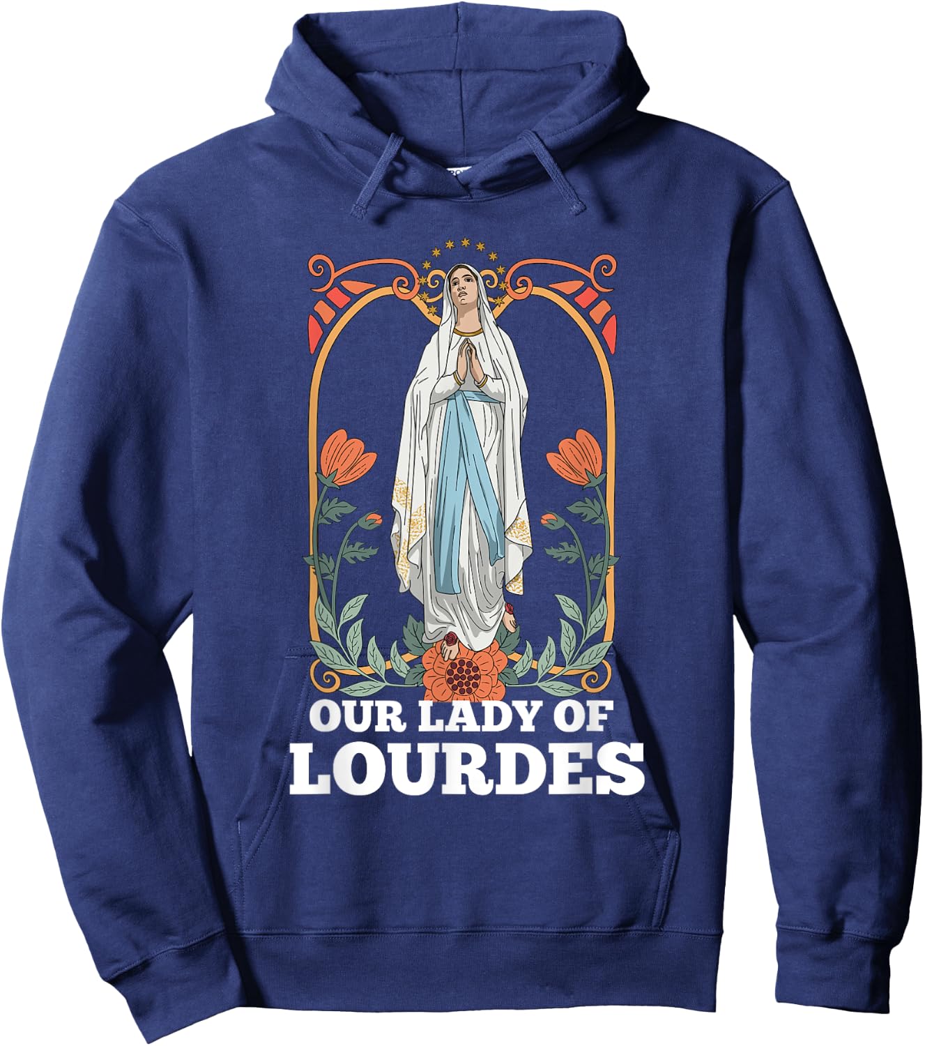 Our Lady of Lourdes Marian Pilgrimage Catholic Hoodie - Hoodie | Navy