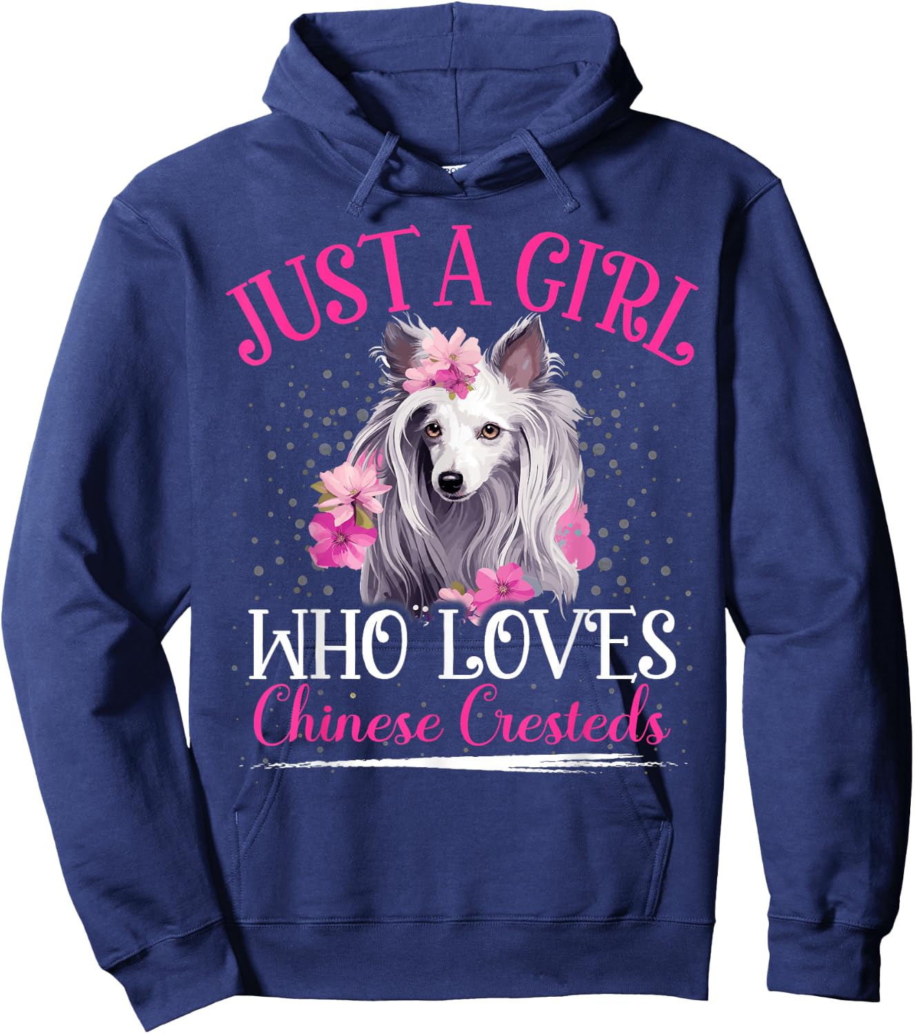 Just A Girl Who Loves Chinese Crested Dog Girls Hoodie - Hoodie | Navy