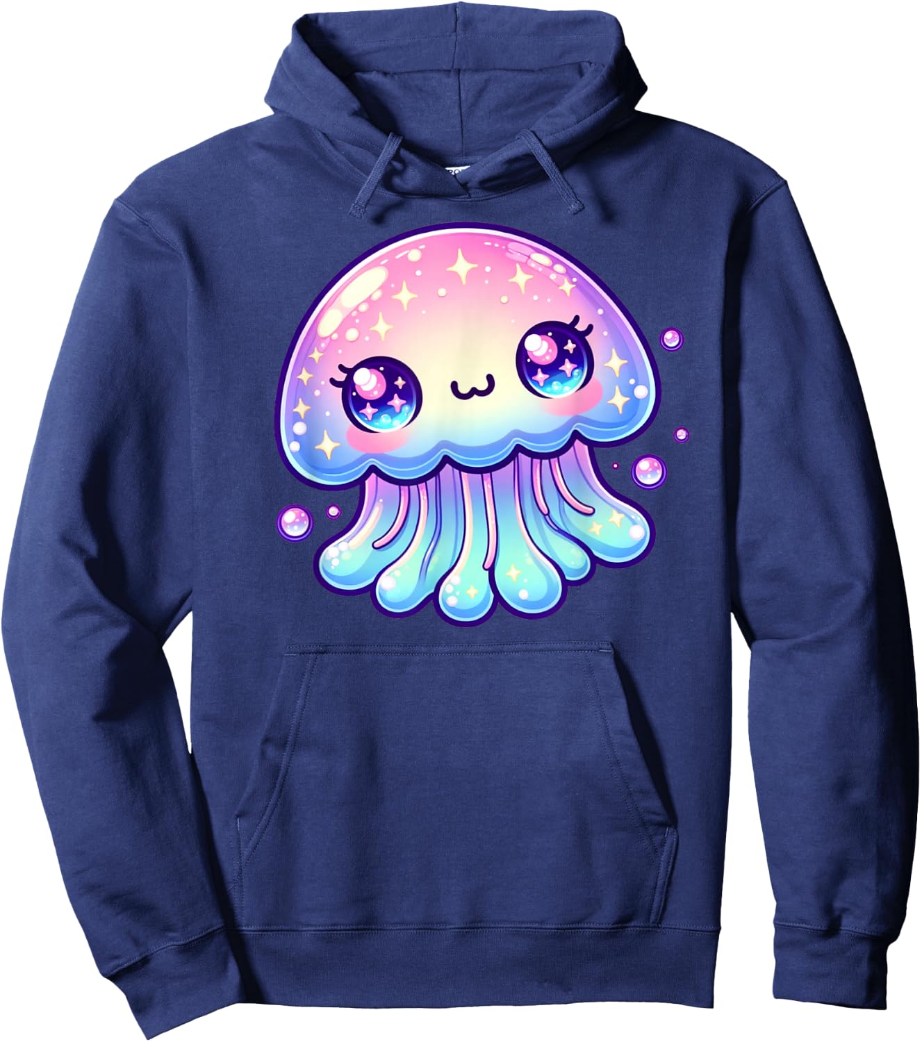 Cute Kawaii Jellyfish Anime Fun Blue Pink Sea Critter Hoodie - Hoodie | Navy