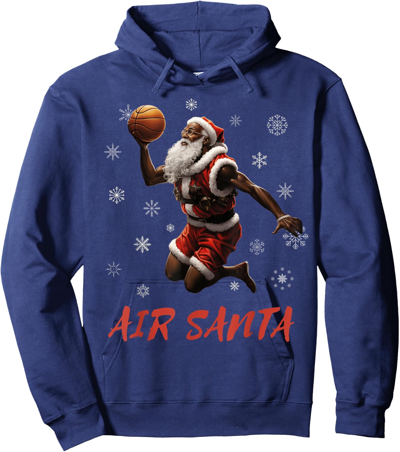 Air Santa African American Santa Dunking a Basketball Hoodie - Hoodie | Navy