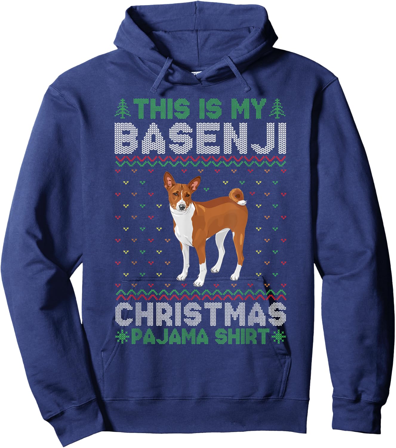 This is My Basenji Dog Xmas Pajama Xmas Ugly Sweater Funny Women Kids Hoodie - Hoodie | Navy