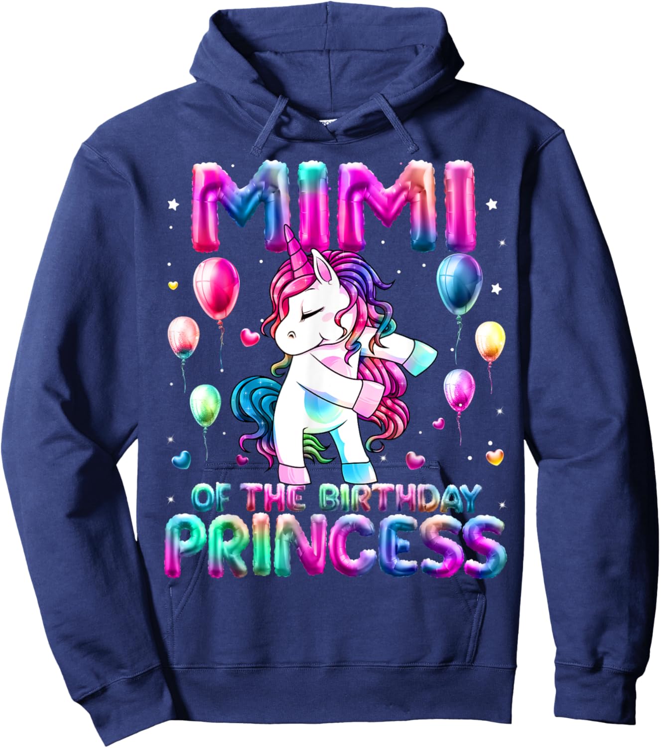 Grandma of the Birthday Princess Girl Flossing Unicorn Mimi Hoodie - Hoodie | Navy