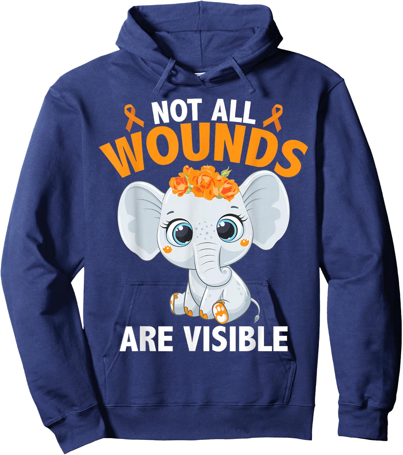 Multiple Sclerosis MS Elephant Not All Wounds Are Visible Hoodie - Hoodie | Navy