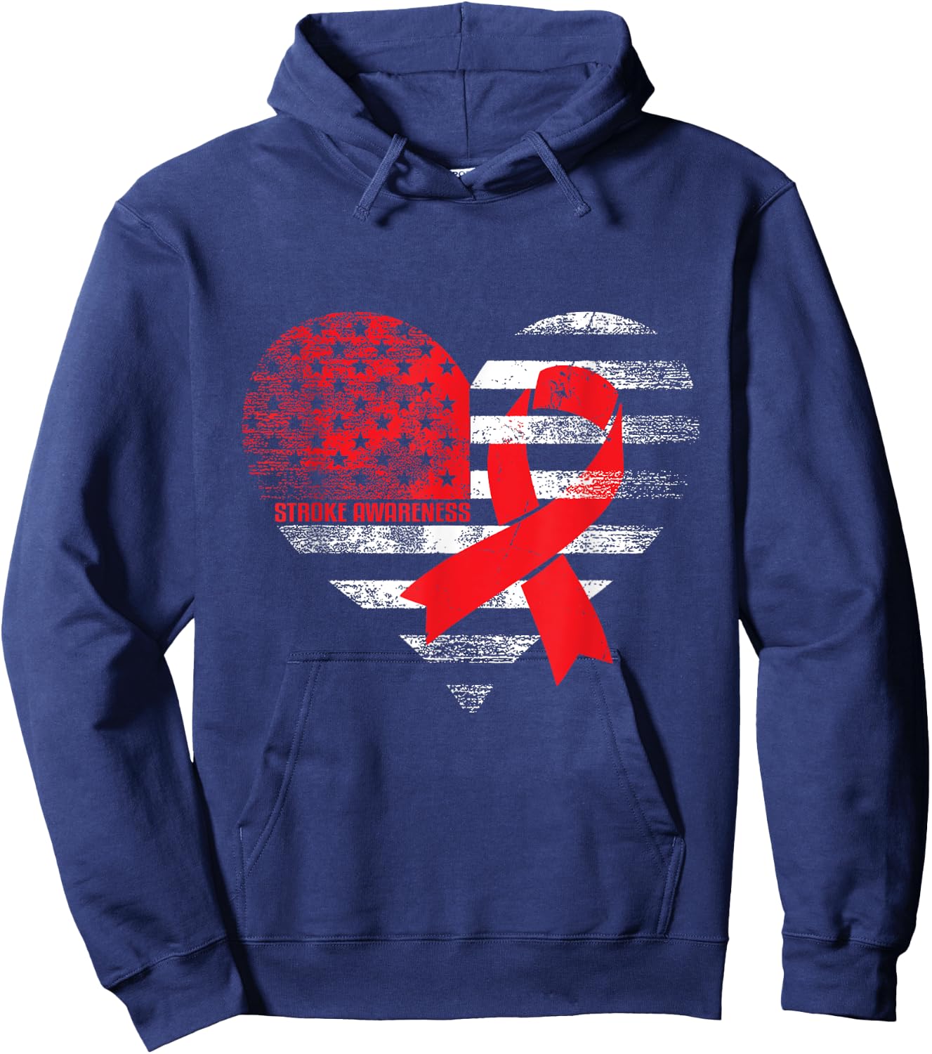 American Heart Ribbon - Stroke Survivor Hoodie - Hoodie | Navy