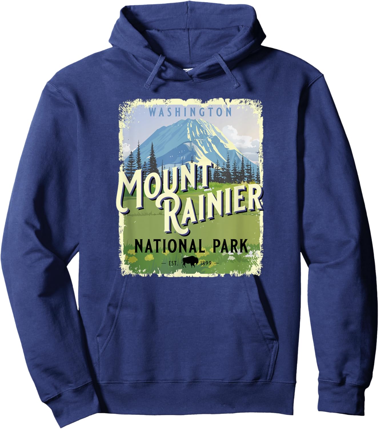 Mount Rainier National Park Washington WA Vintage Souvenir Hoodie - Hoodie | Navy