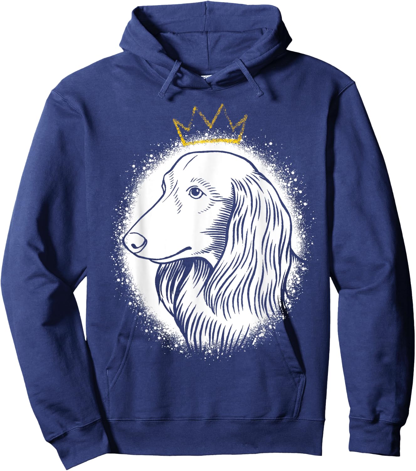 Longhaired Dachshund with Crown Hoodie - Hoodie | Navy
