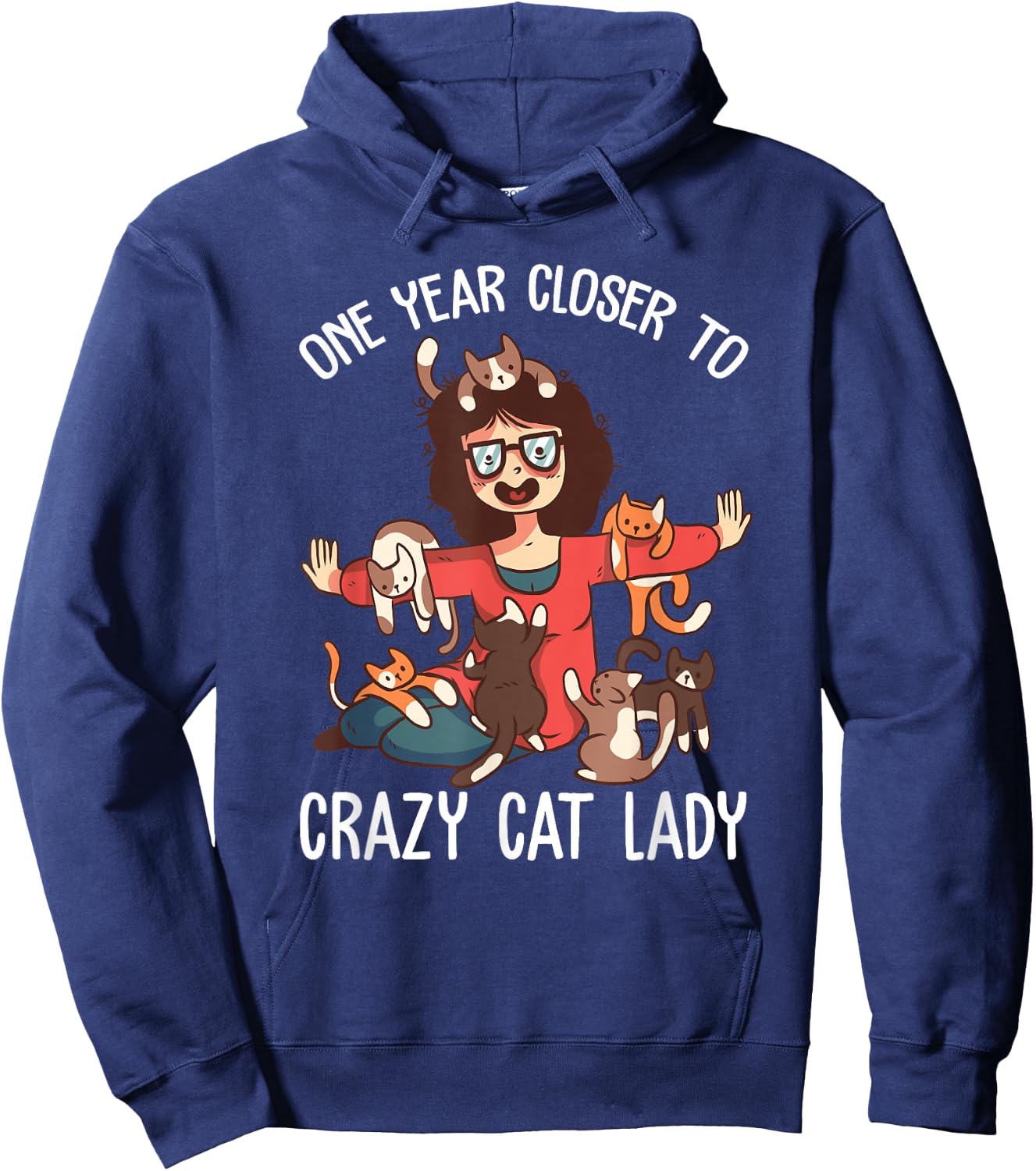 One year Closer to Crazy cat lady funny birthday Women Hoodie - Hoodie | Navy