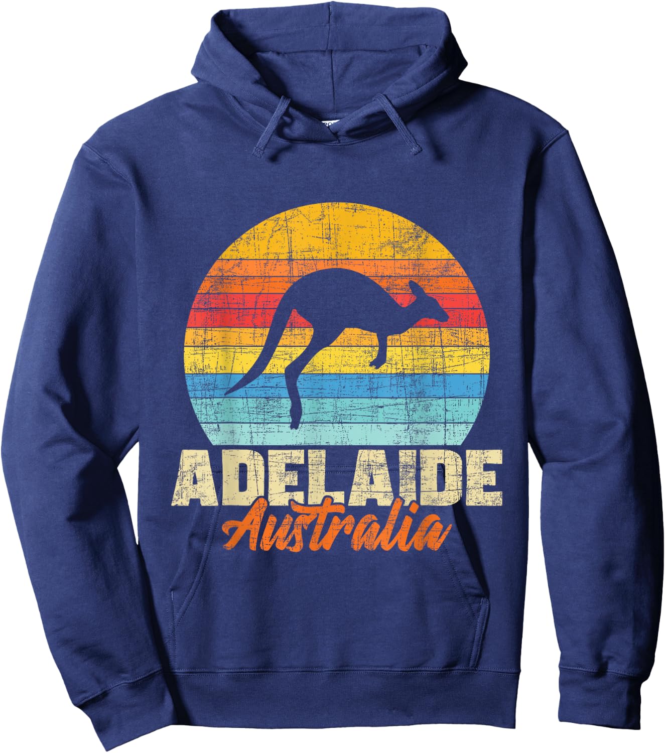 Adelaide Australia - Retro Vintage Kangaroo 70s 80s Animal Hoodie - Hoodie | Navy