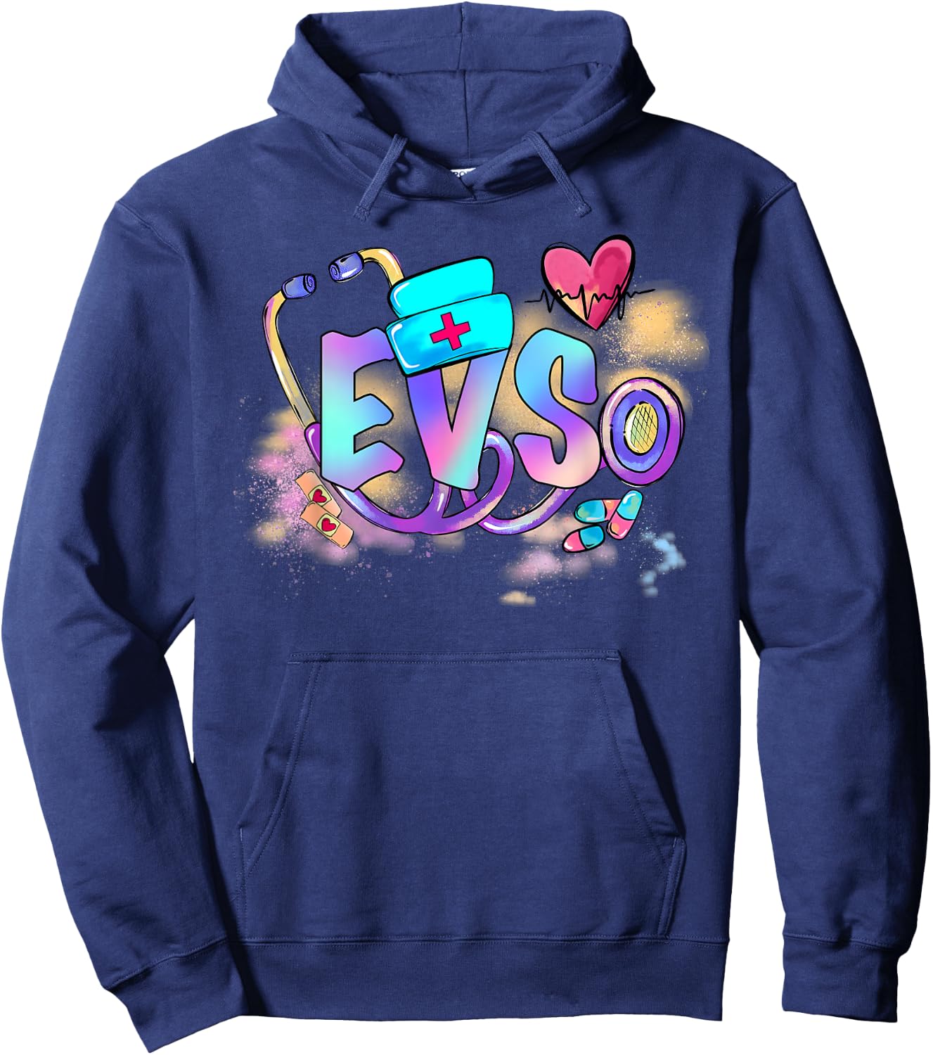 Tie Dye EVS Worker Funny EVS Nurse Day Nurse Week Hoodie - Hoodie | Navy