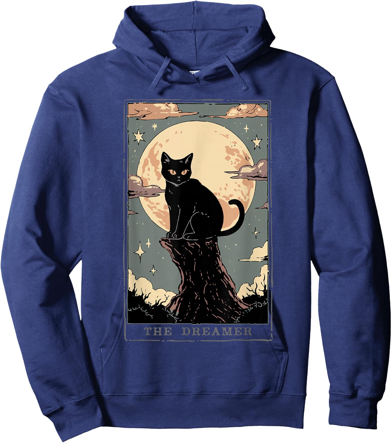 Black Cat Tarot Shirt Dreamer Dark Academia Cat Moon Cult Hoodie - Hoodie | Navy