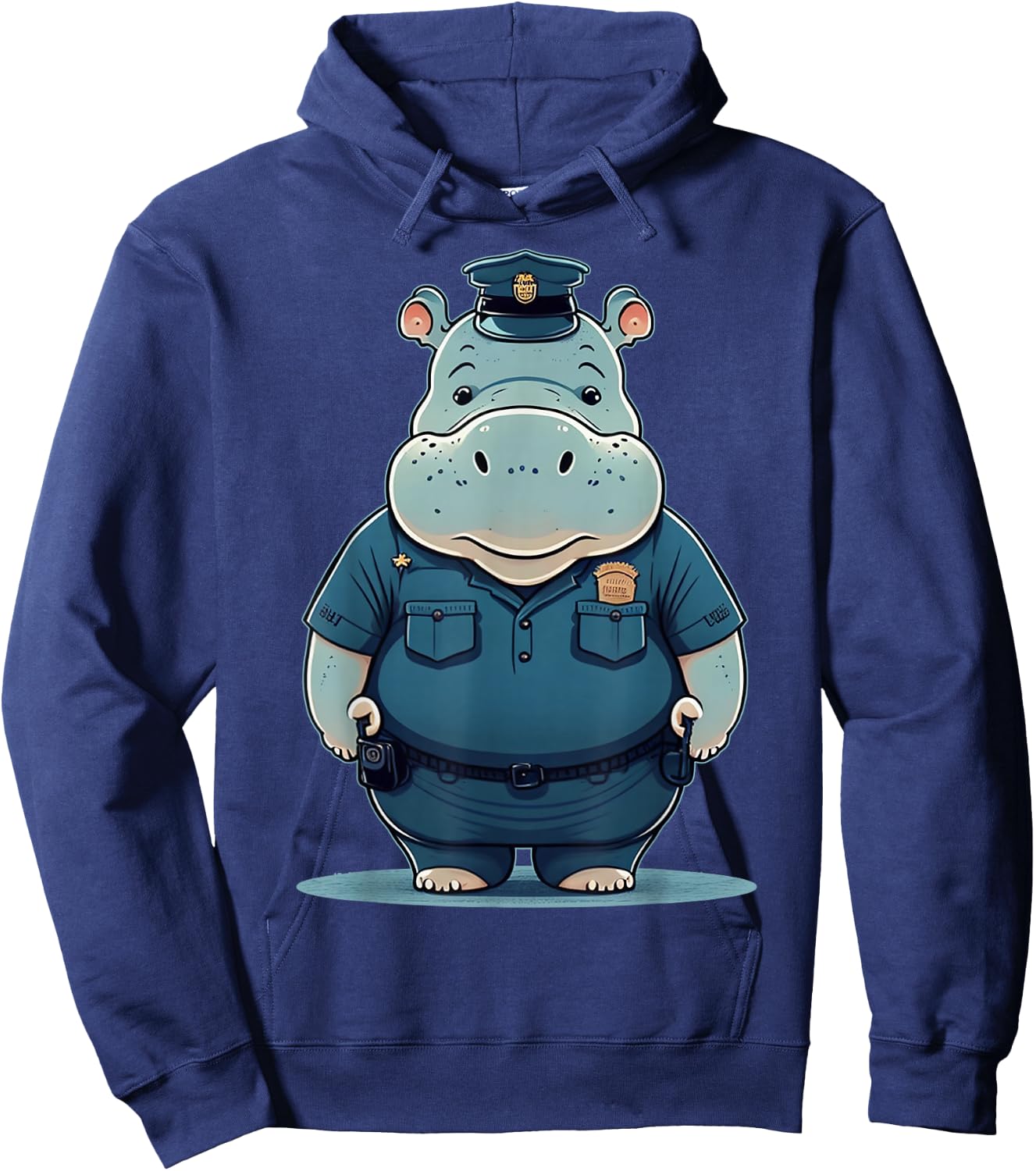 Police Officer Hippo Cop on Police Hippopotamus Hoodie - Hoodie | Navy