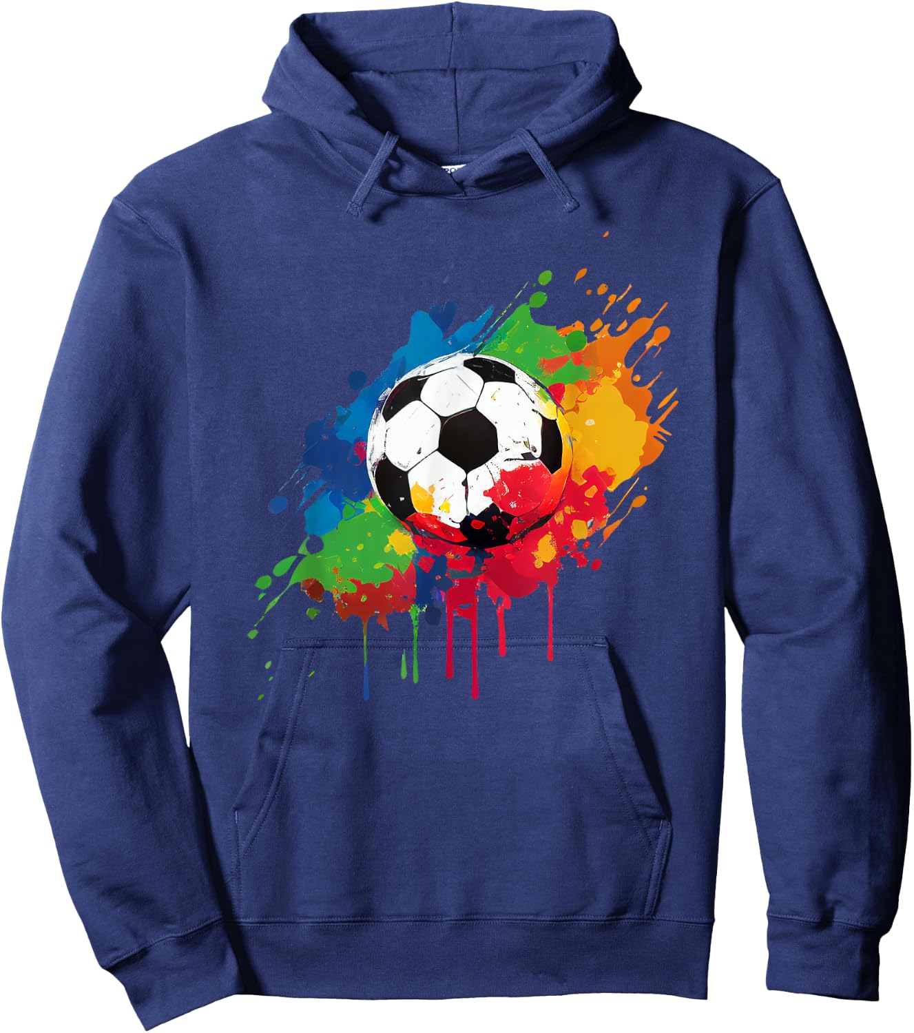 Women's and Men's Soccer Ball With Paint Splash Hoodie - Hoodie | Navy