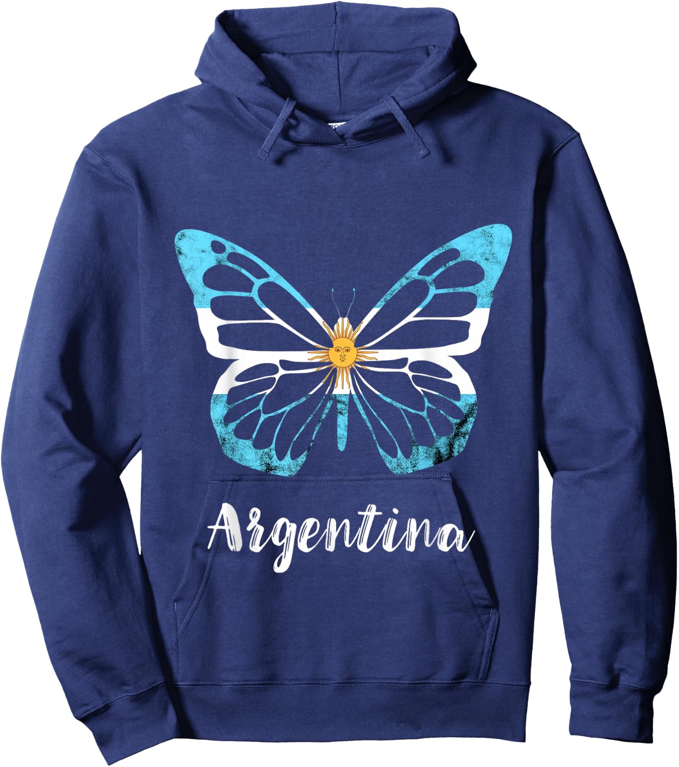 Sun Of May Butterfly Argentina Buenos Aires Argentinian Flag Hoodie - Hoodie | Navy