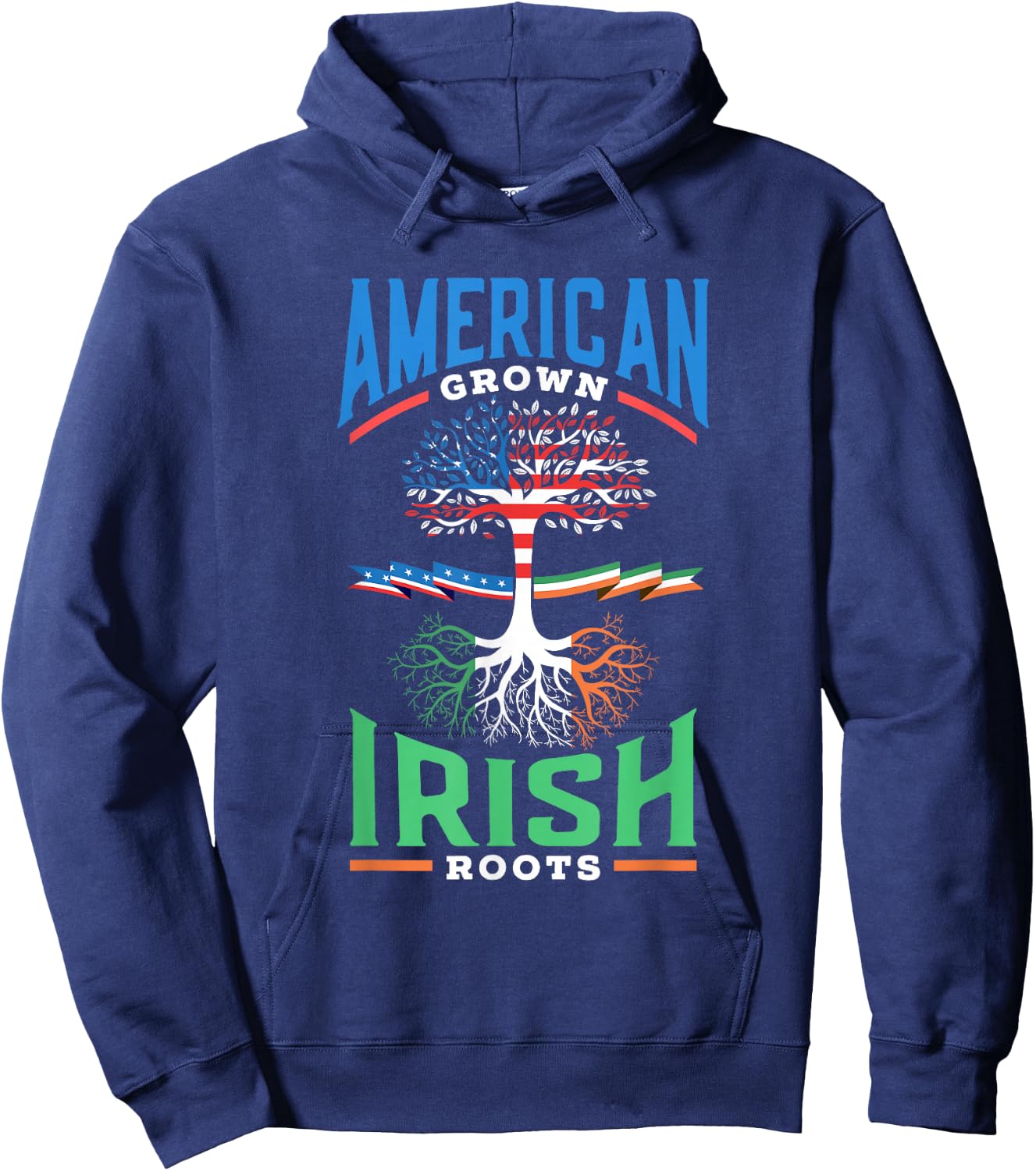 American Grown Irish Roots St. Patricks Day Green Ireland Us Hoodie - Hoodie | Navy