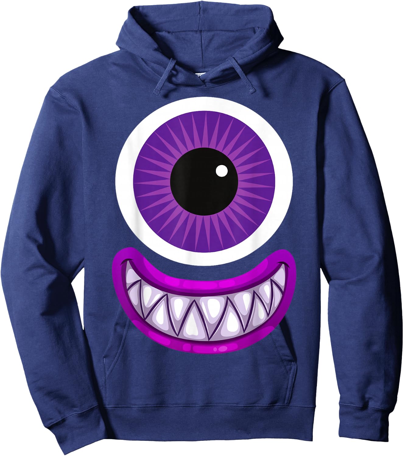 Purple Cute Monster Face Men's Women's Costume Halloween Hoodie - Hoodie | Navy