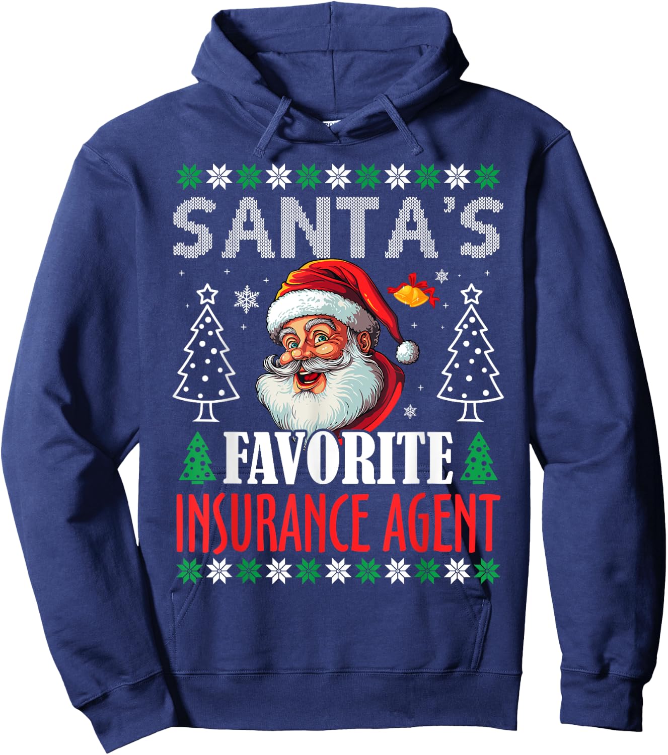 Santa's Favorite Insurance Agent Funny Christmas Hoodie - Hoodie | Navy